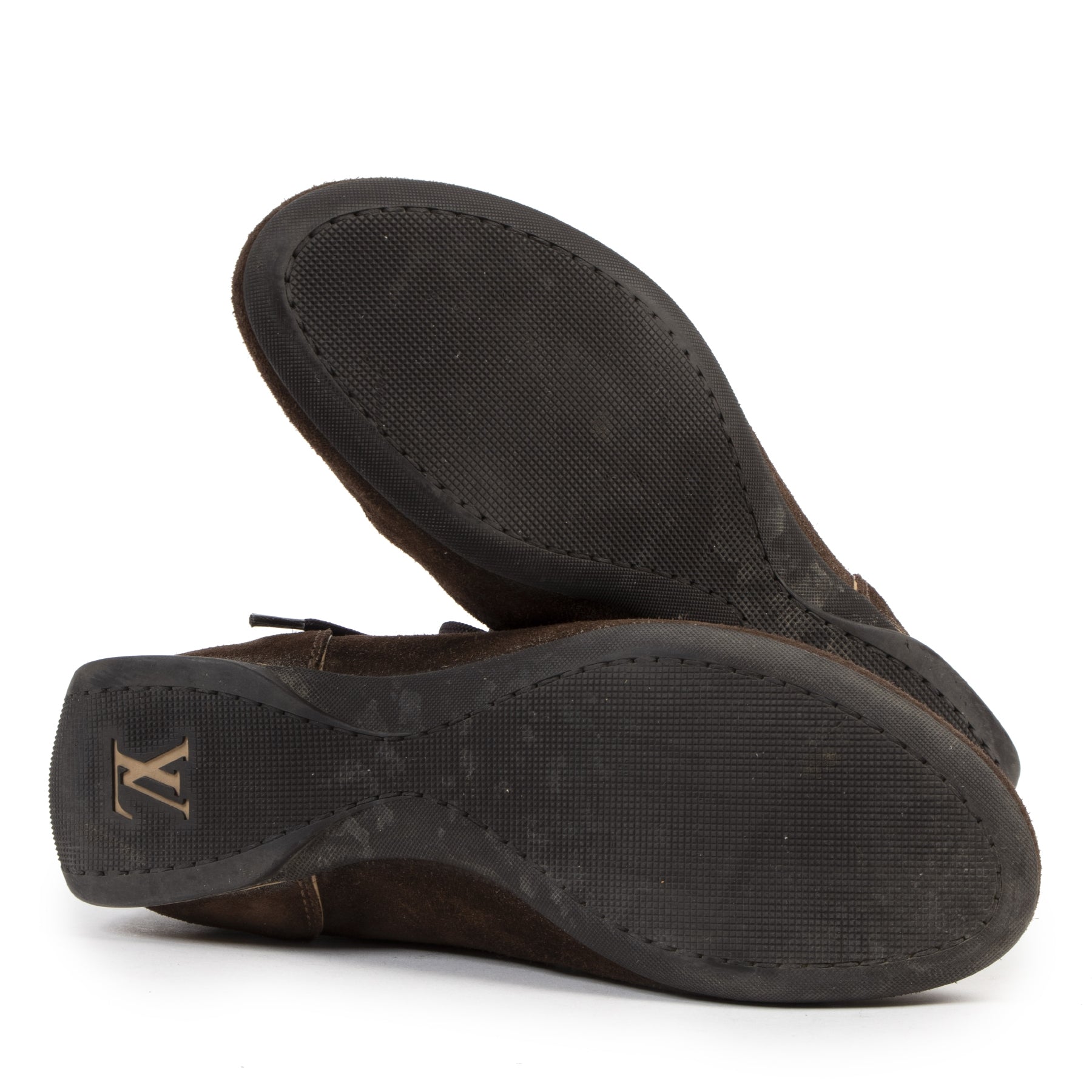 Authentieke Tweedehands Louis Vuitton Energie Suede Monogram Sneakers - Size 40 juiste prijs veilig online shoppen luxe merken webshop
