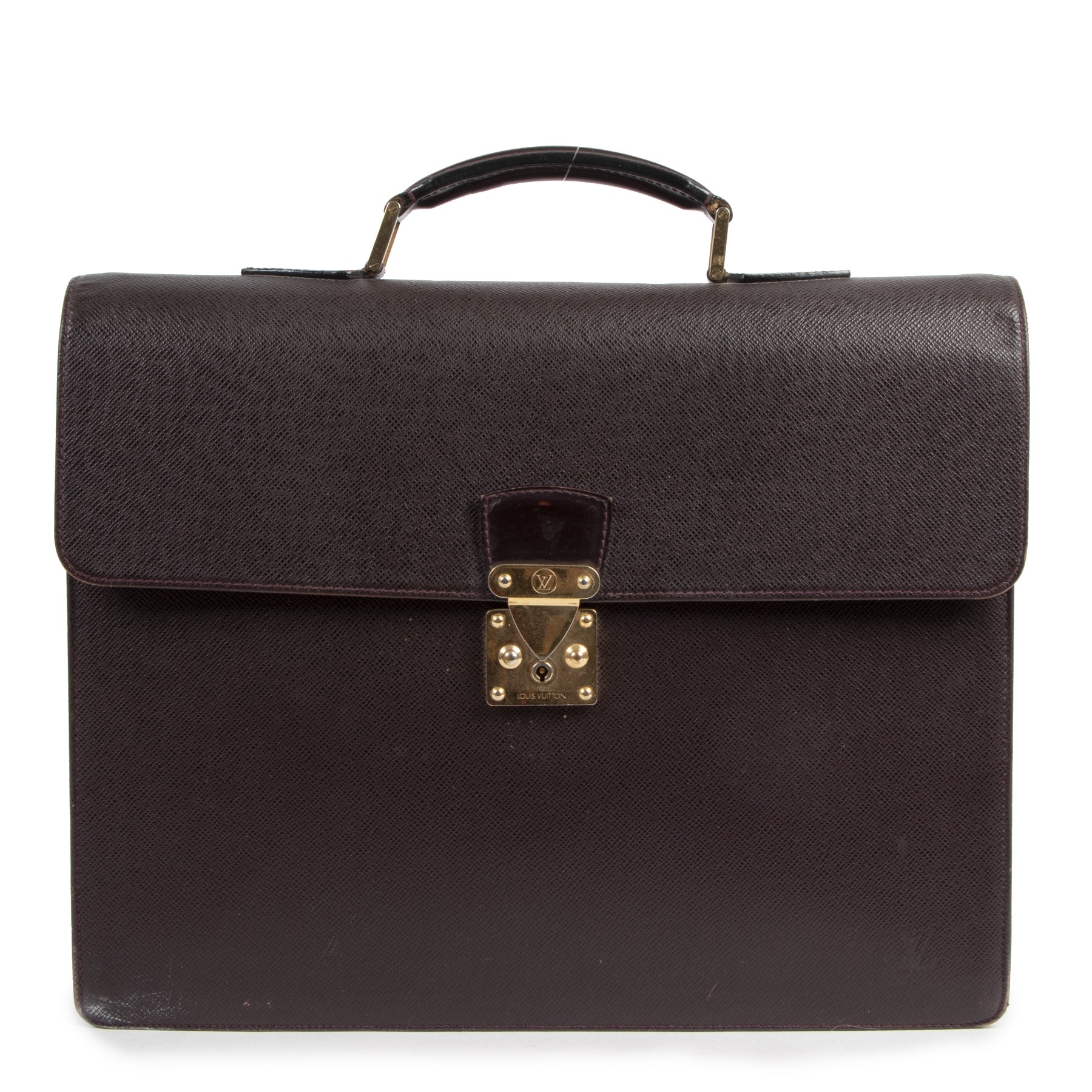 Authentieke Tweedehands Louis Vuitton Burgundy Leather Moskova Acajou Briefcase juiste prijs veilig online shoppen luxe merken webshop winkelen Antwerpen België mode fashion