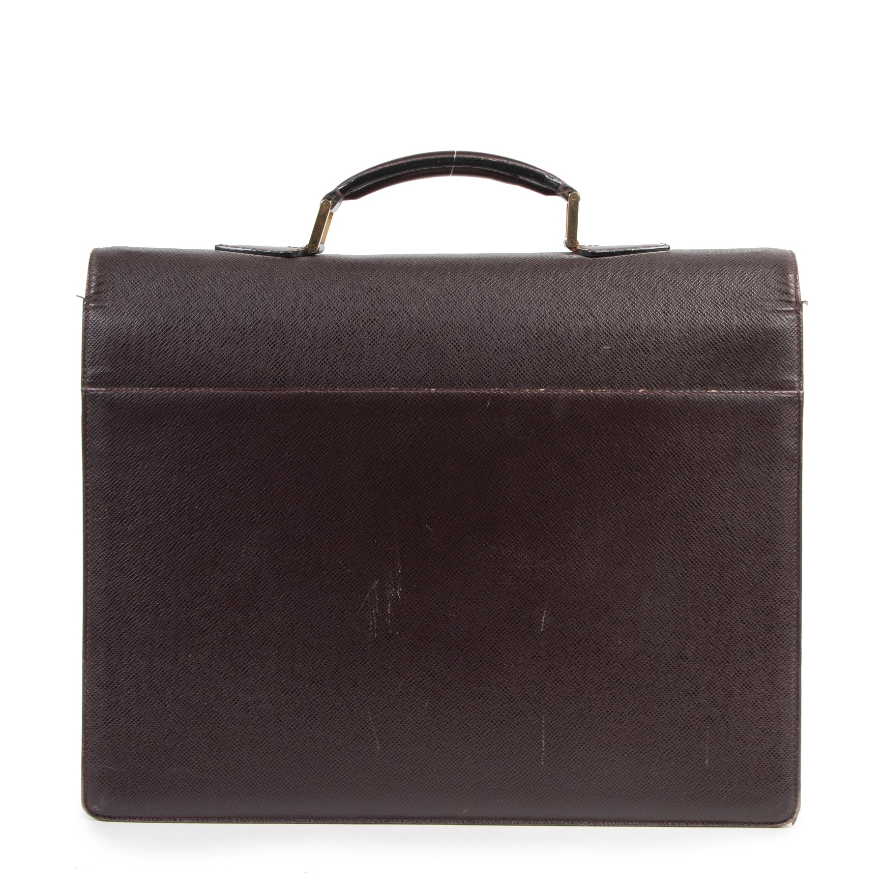 Authentieke Tweedehands Louis Vuitton Burgundy Leather Moskova Acajou Briefcase juiste prijs veilig online shoppen luxe merken webshop winkelen Antwerpen België mode fashion