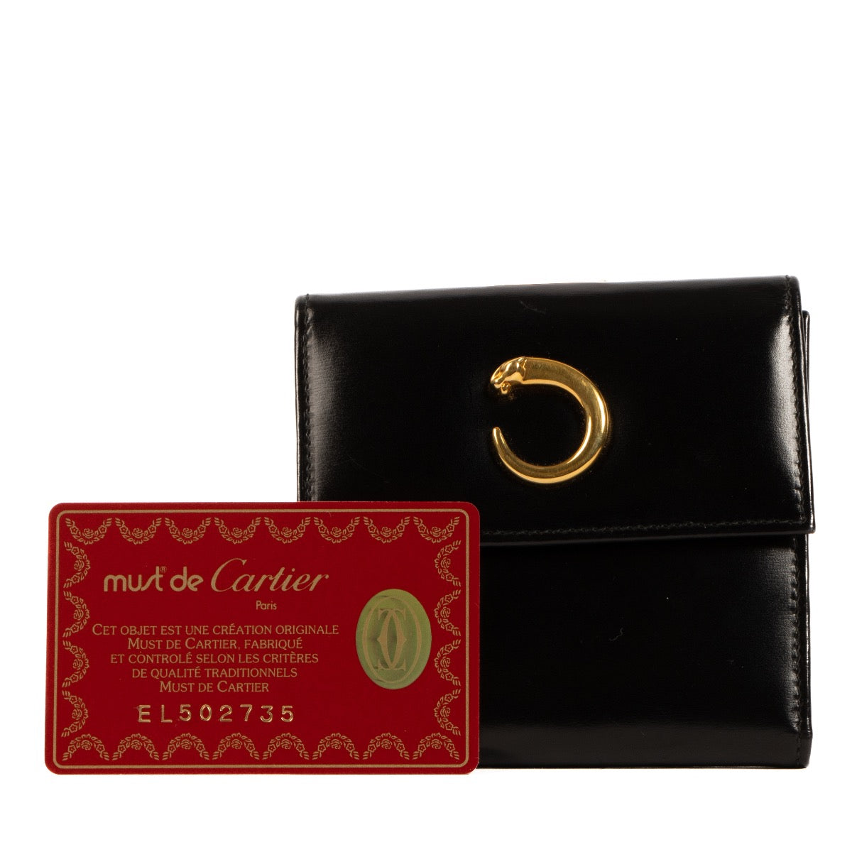 Shop 100% authentic second-hand Cartier Panthère Vintage Patent Leather Black Wallet on Labellov.com