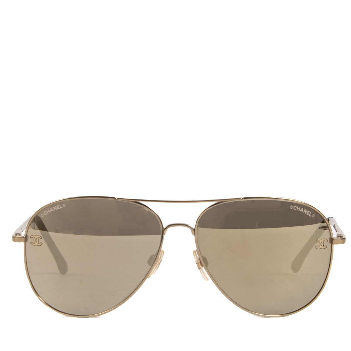 Chanel Gold Metal Aviator Sunglasses