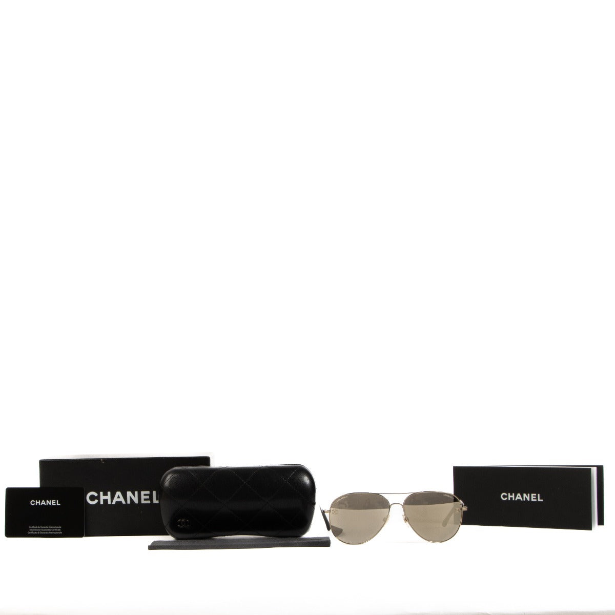 Chanel Gouden Metalen Aviator Zonnebril