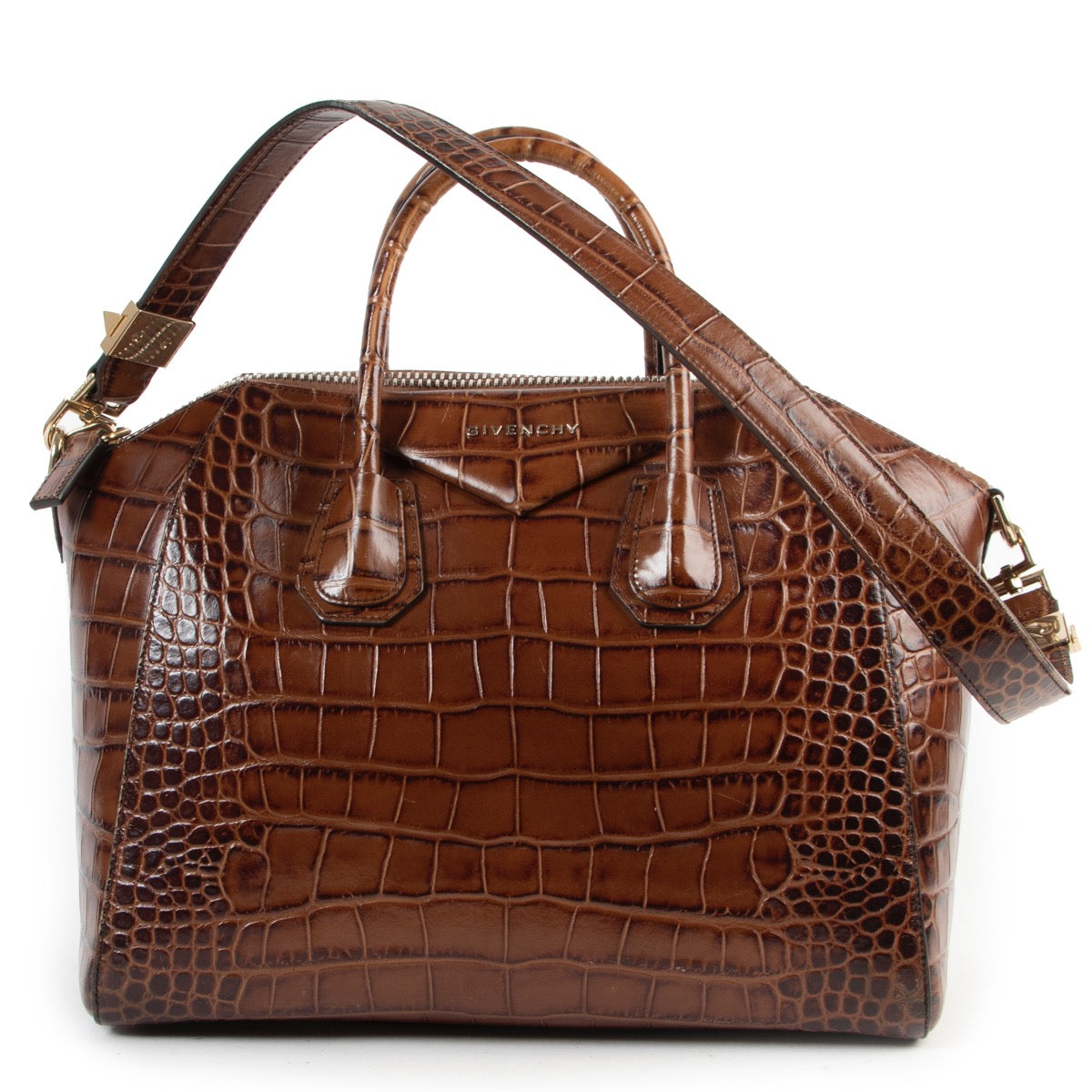 shop safe online Givenchy Brown Croco Embosed Antigona Tote Bag