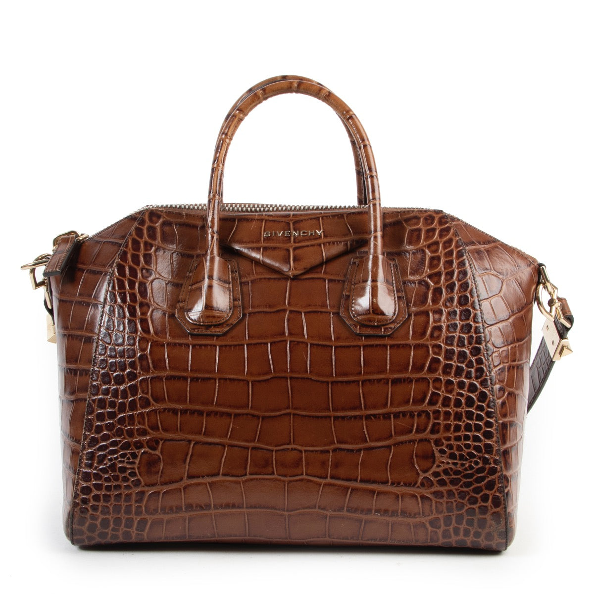 Givenchy Brown Croco Embosed Antigona Tote Bag