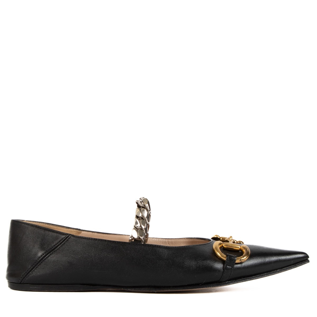 Shop 100% authentic second-hand Gucci Black Horsebit Ballet Flats - Size 37 1/2 on Labellov.com