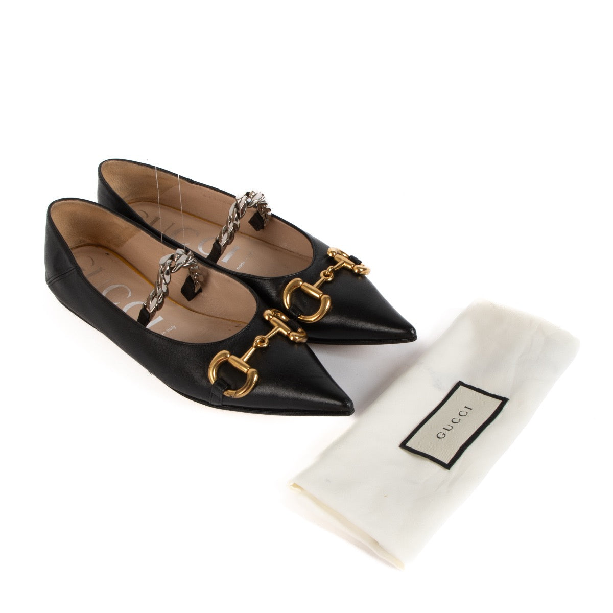 Shop 100% authentic second-hand Gucci Black Horsebit Ballet Flats - Size 37 1/2 on Labellov.com