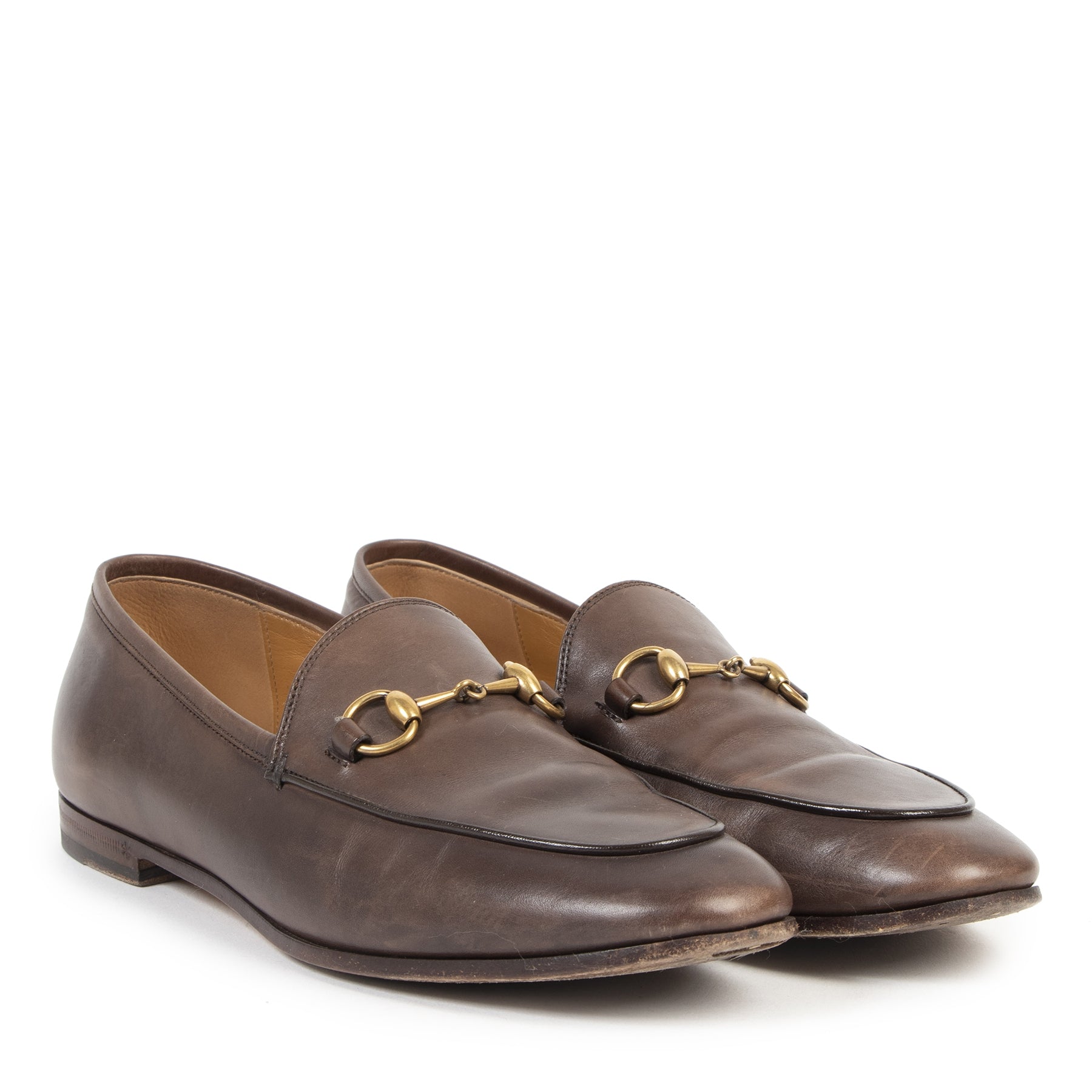 Authentic secondhand Gucci Brown Leather Horsebit Loafers - Size 37,5 designer shoes fashion luxury vintage webshop safe secure online shopping