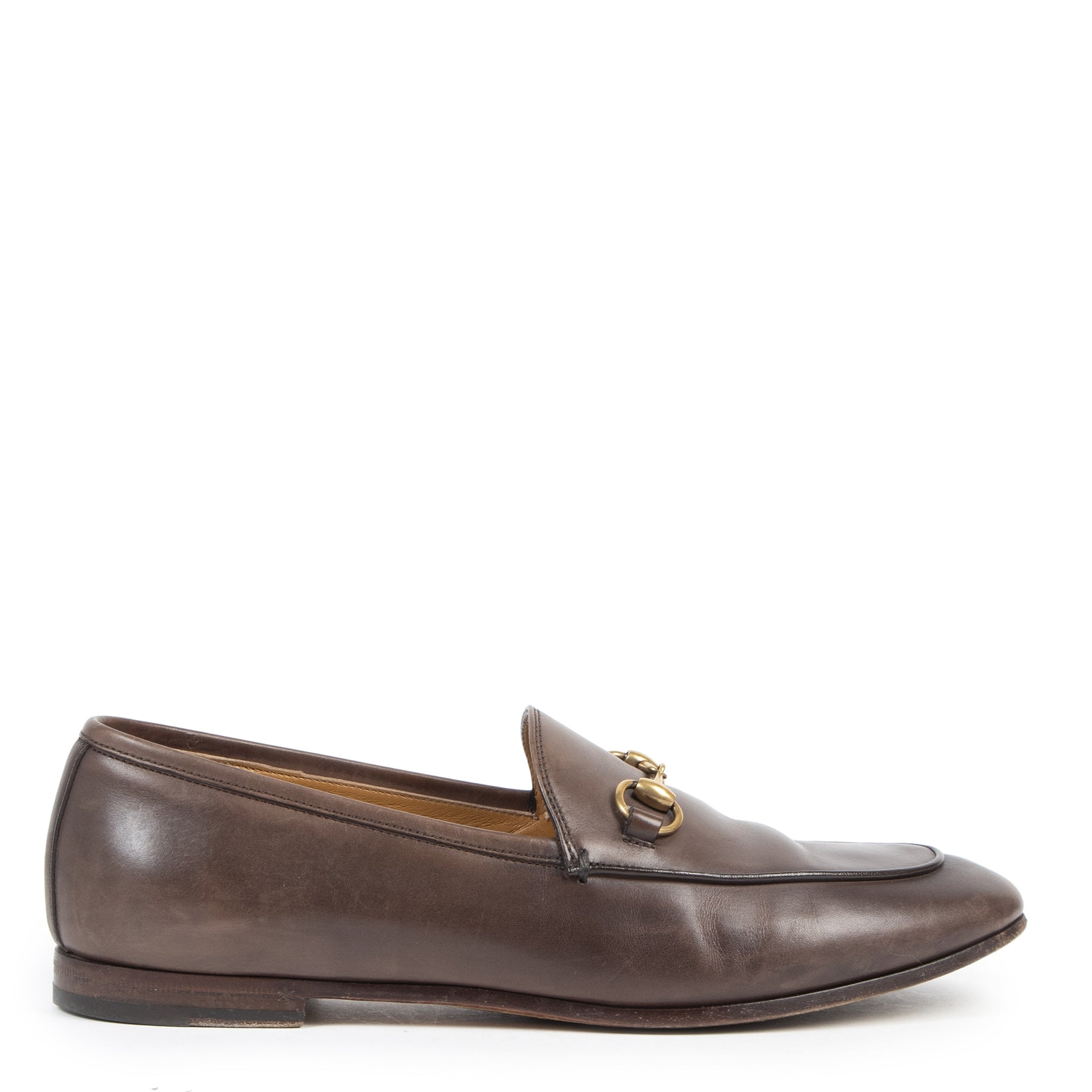Authentieke Tweedehands Gucci Brown Leather Horsebit Loafers - Size 37,5 juiste prijs veilig online shoppen luxe merken webshop winkelen Antwerpen België mode fashion