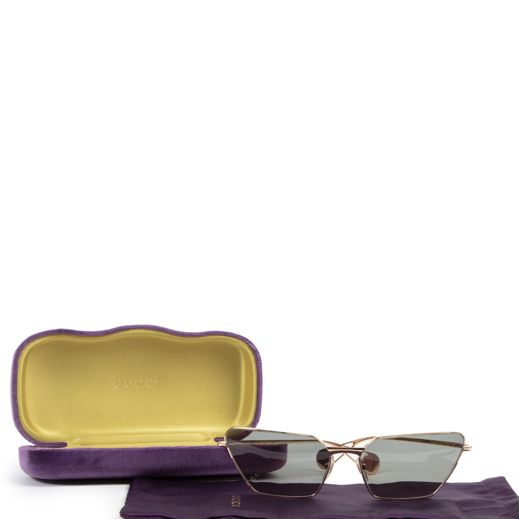 Authentic secondhand Gucci Gold Cat Eye Sunglasses designer accessories fashion luxury vintage webshop safe secure online shopping