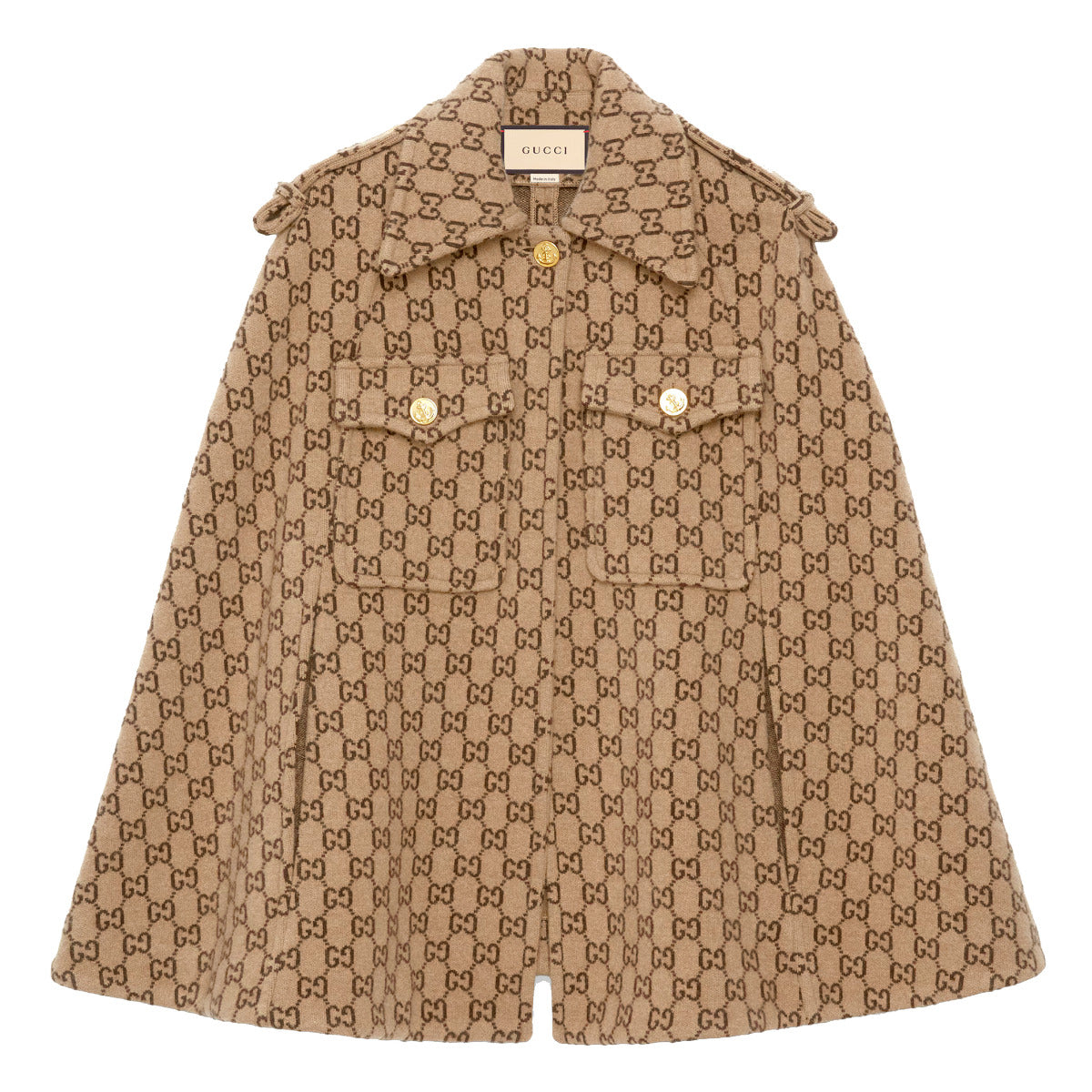 Gucci Monogram Wool Cape for the best price at Labellov secondhand luxury in Antwerp and Knokke. Wij kopen en verkopen steeds aan de beste prijs bij Labellov tweedehands.