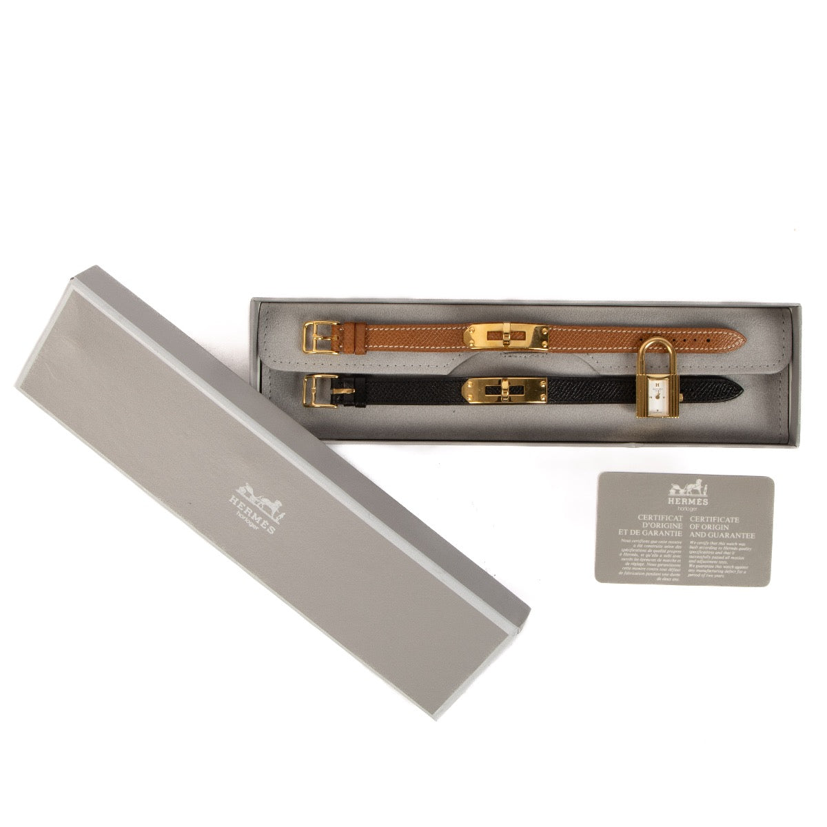 Shop 100% authentic second-hand Hermès Kelly Gold and Black Watch on Labellov.com