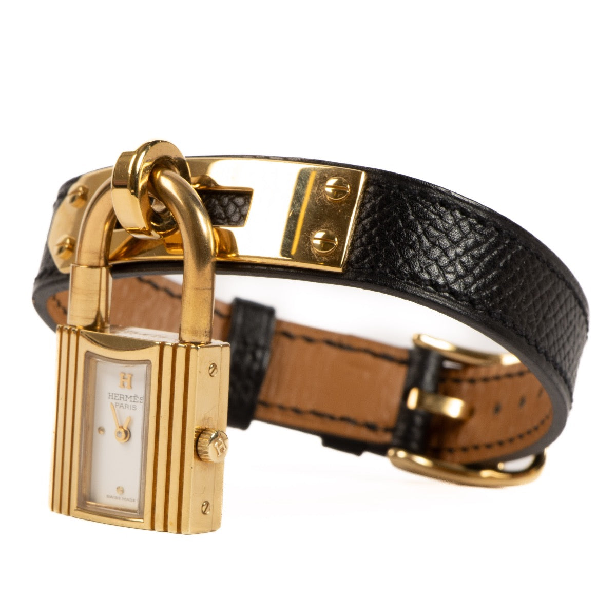 Shop 100% authentic second-hand Hermès Kelly Gold and Black Watch on Labellov.com