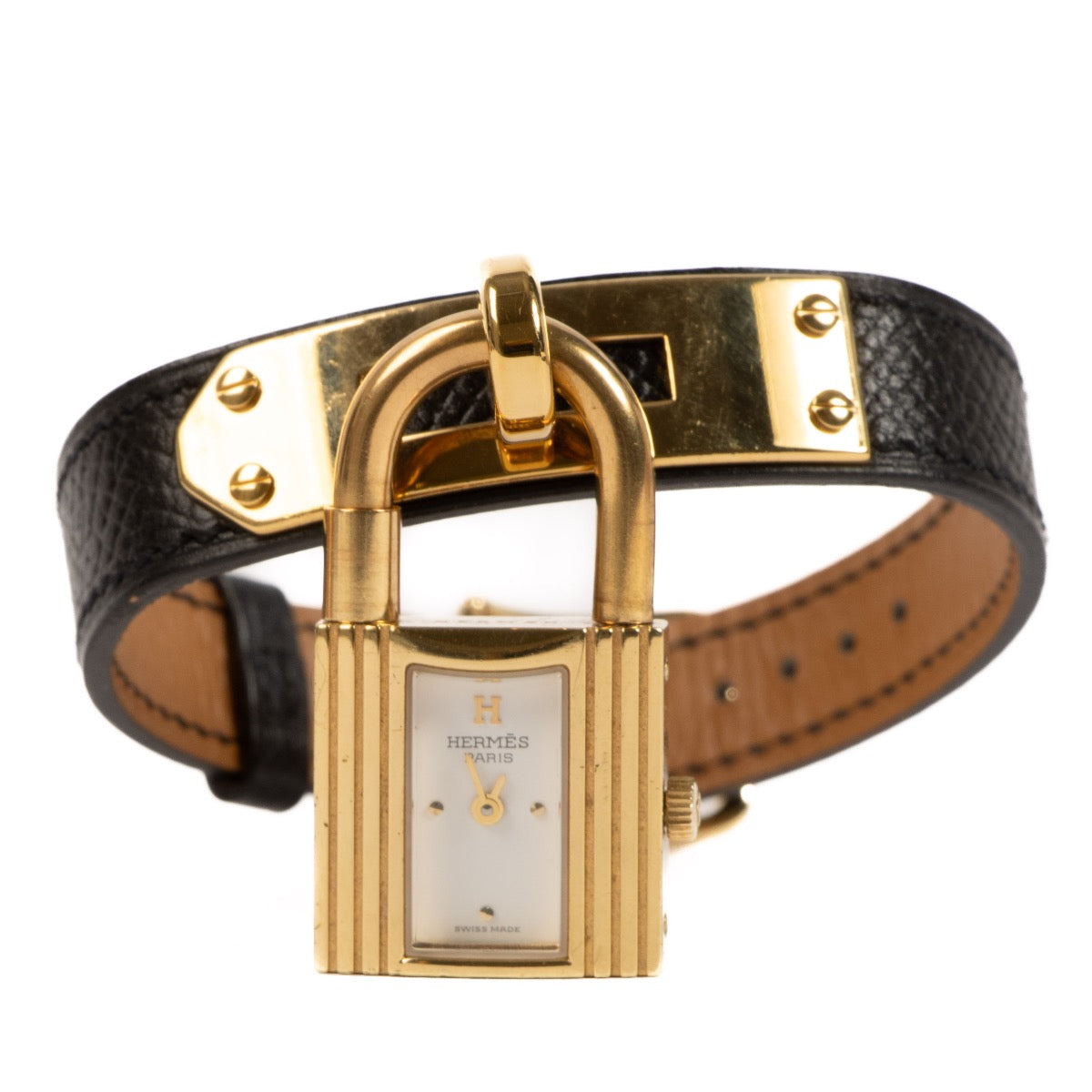 Shop 100% authentic second-hand Hermès Kelly Gold and Black Watch on Labellov.com