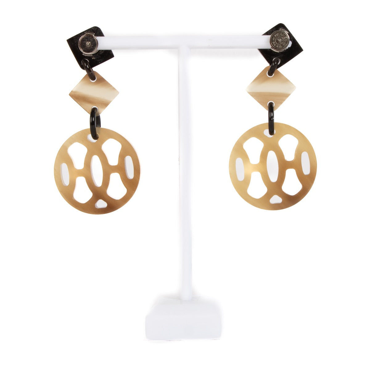 Shop 100% authentic second-hand Hermès Brown Horn Lift Pendant Earrings on Labellov.com