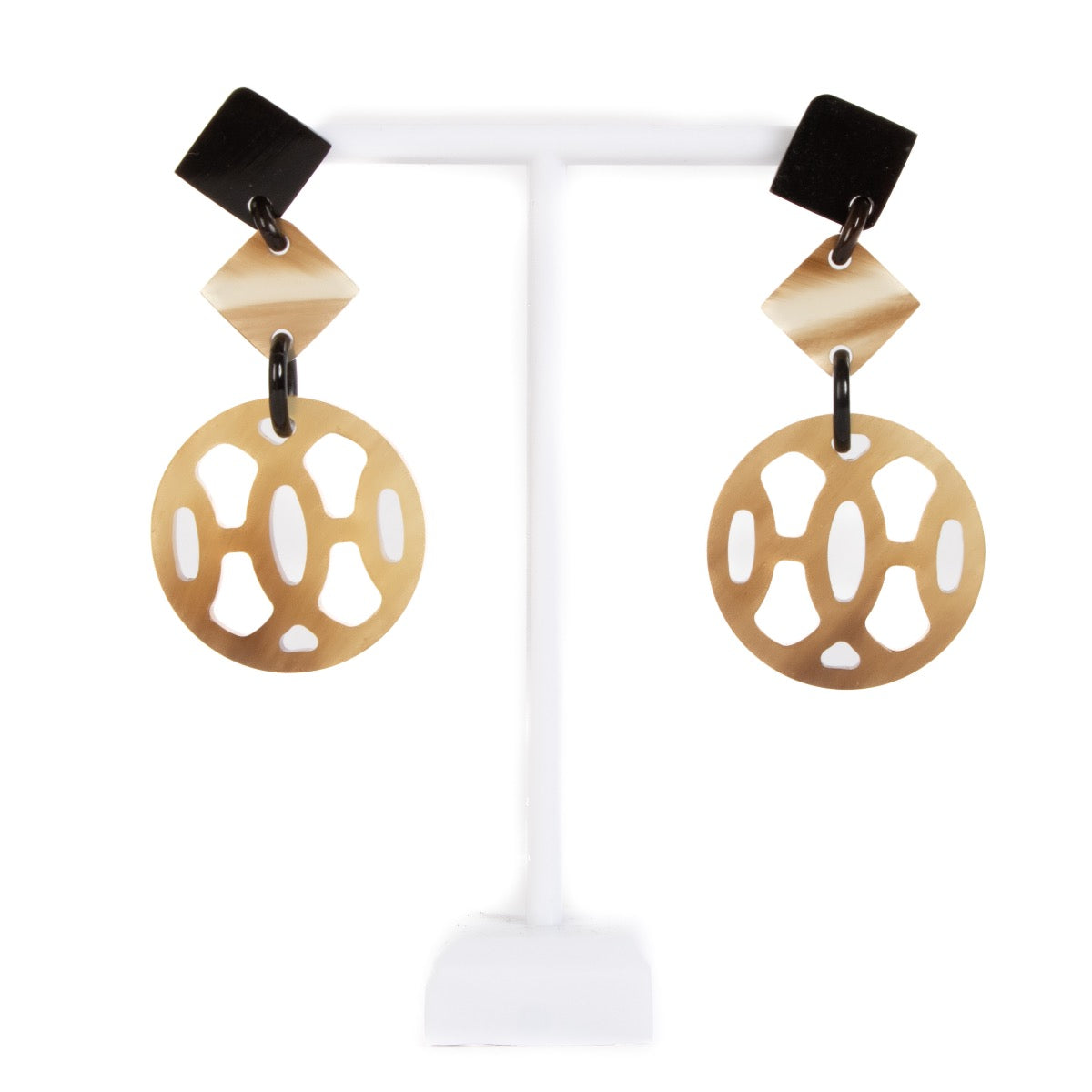 Shop 100% authentic second-hand Hermès Brown Horn Lift Pendant Earrings on Labellov.com