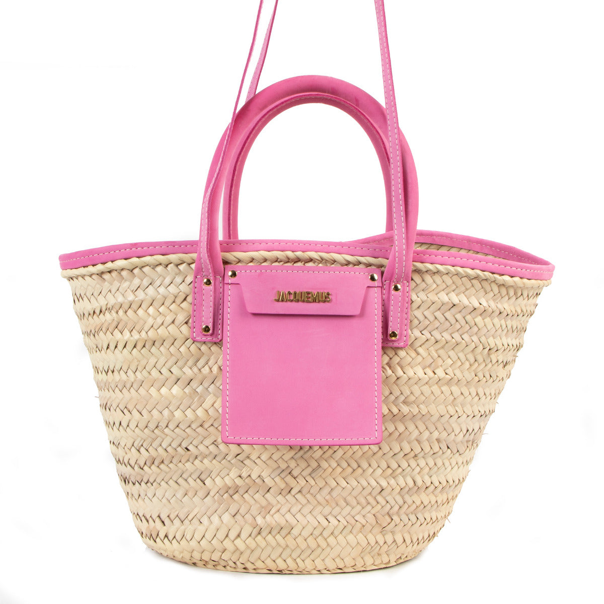 Jacquemus Pink Le Panier Soleil Straw Bag for the best price
