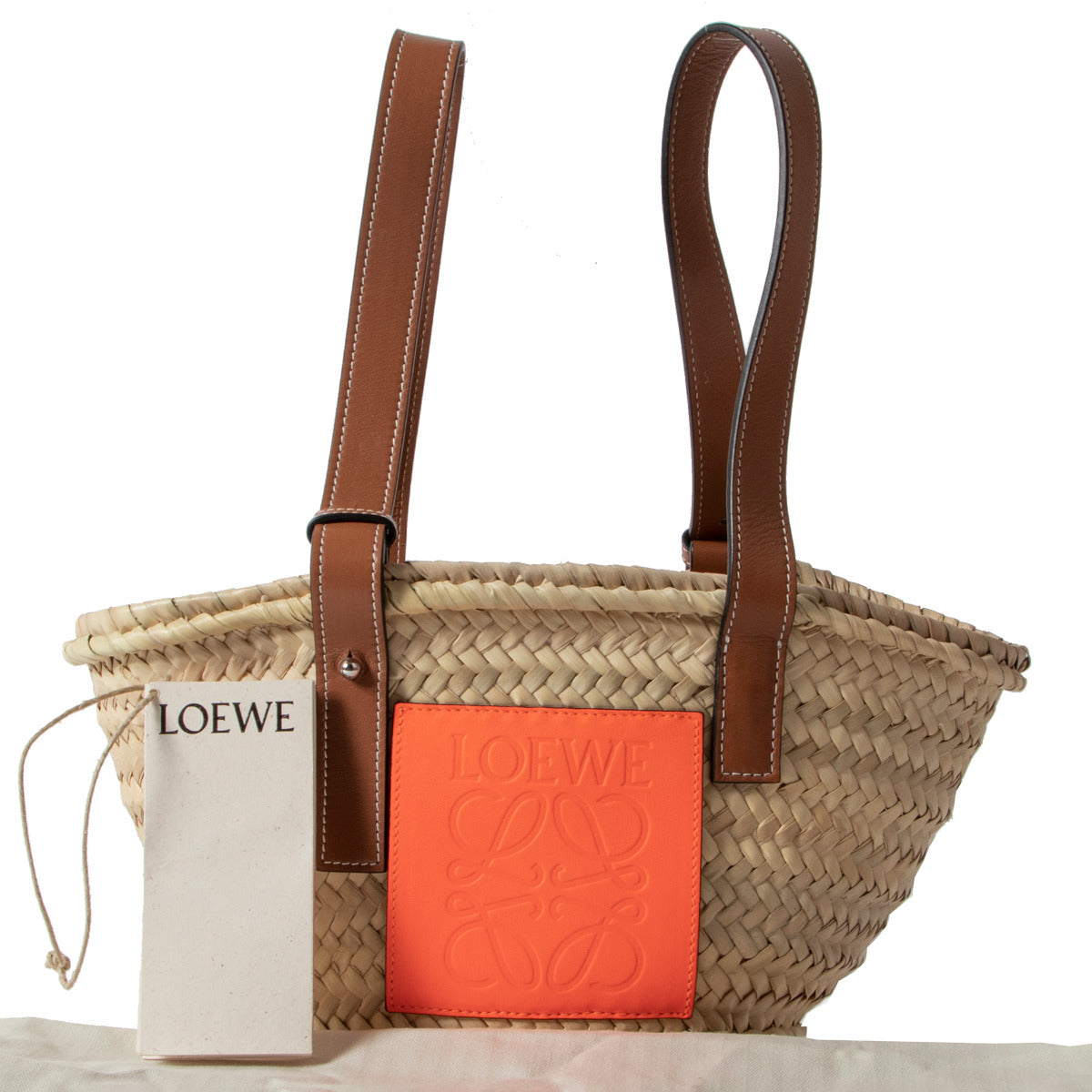 Loewe Small Leather Trimmed Wicker Basket