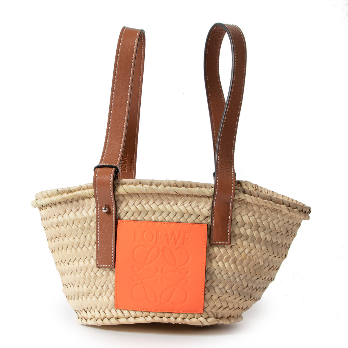 Loewe Small Leather Trimmed Wicker Basket