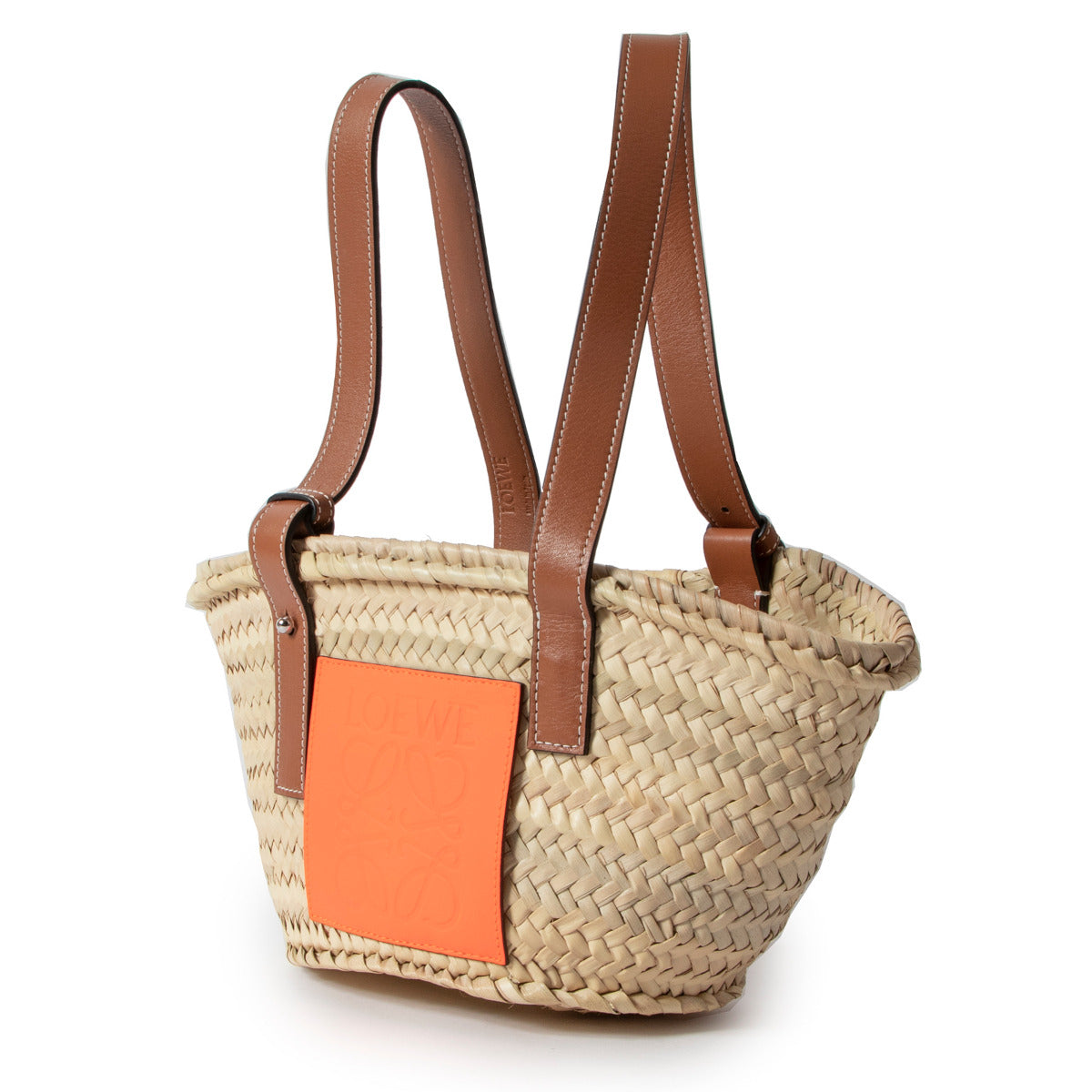 Loewe Small Leather Trimmed Wicker Basket