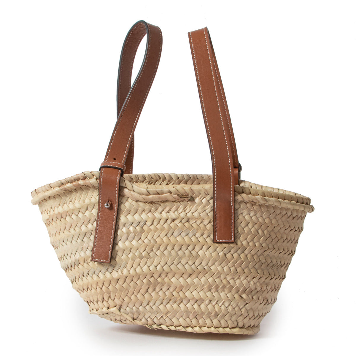 Loewe Small Leather Trimmed Wicker Basket