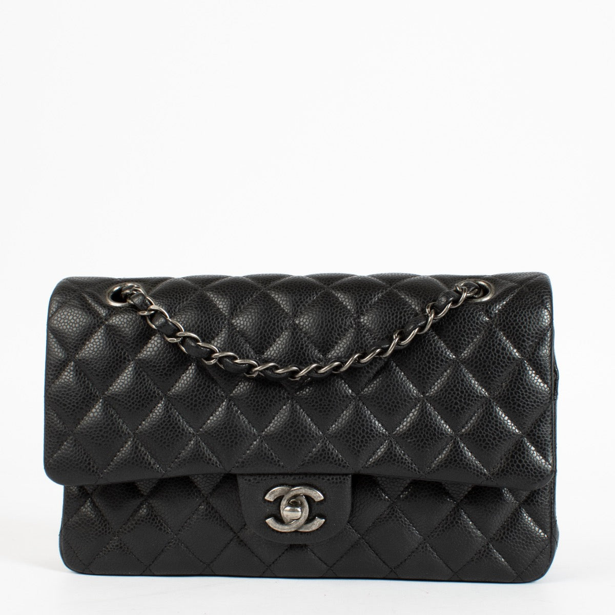 Authentic pre-loved Chanel Black Caviar Medium Classic 11.12 Handbag on Labellov.com