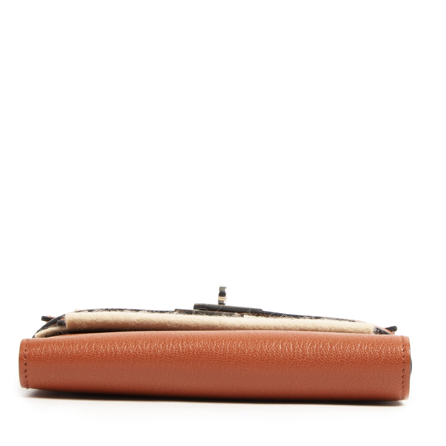 Authentieke tweedehands vintage Hermès Kelly Wallet Chèvre Mysore Brique PHW koop online webshop LabelLOV