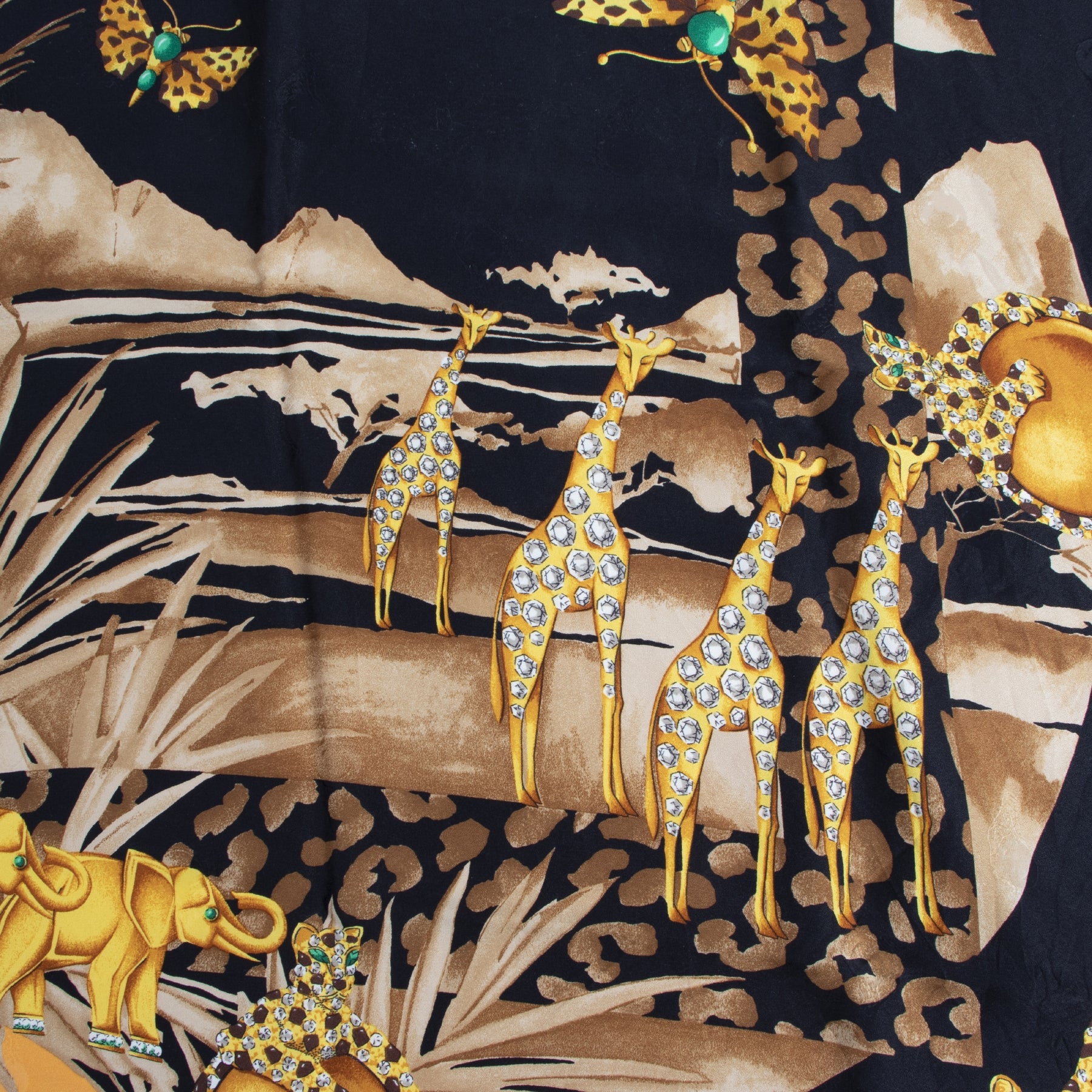 Authentieke Tweedehands Cartier Giraffe Safari Silk Scarf designer scarves accessories fashion luxury vintage webshop safe secure online shopping