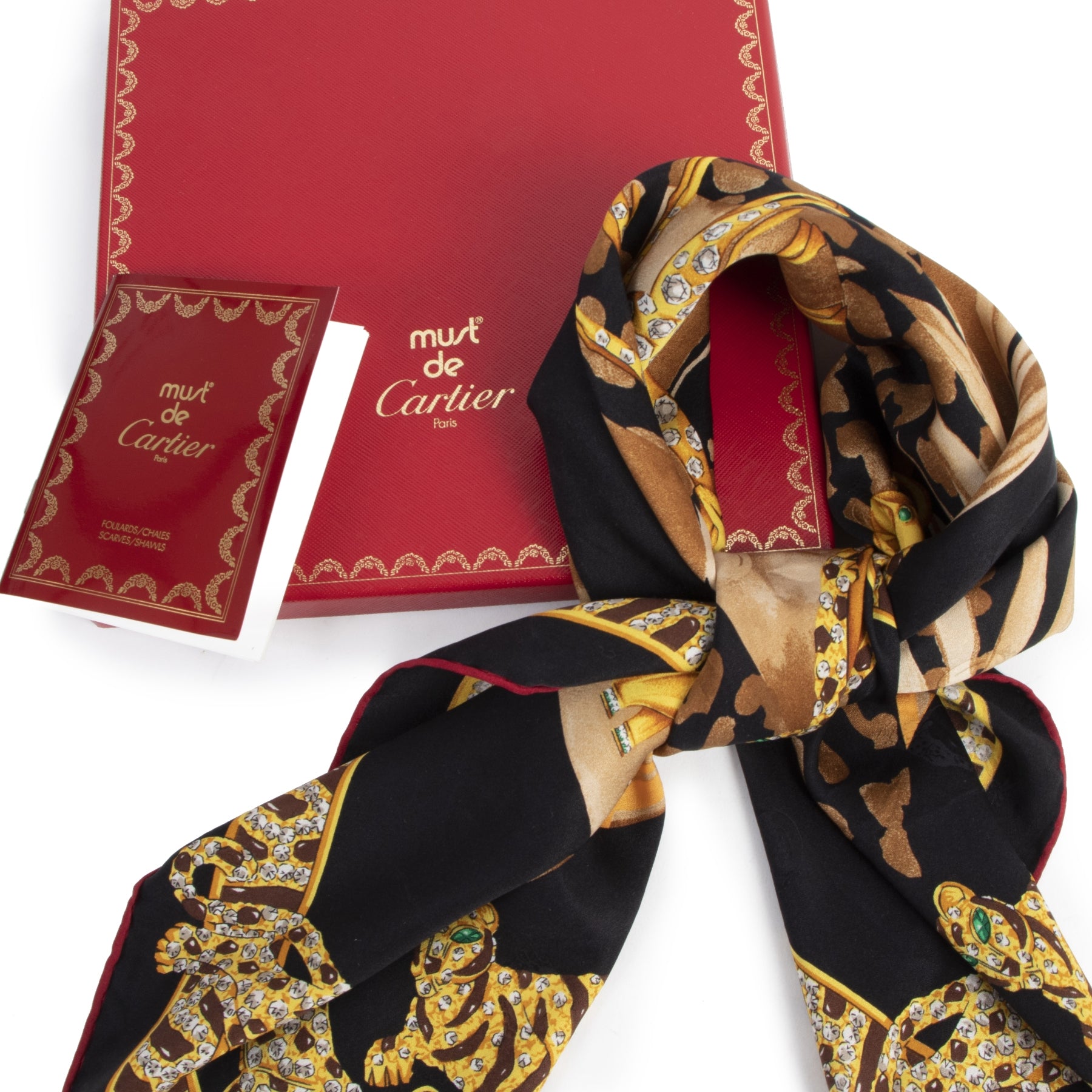 Authentieke Tweedehands Cartier Giraffe Safari Silk Scarf juiste prijs veilig online shoppen luxe merken webshop winkelen Antwerpen België mode fashion