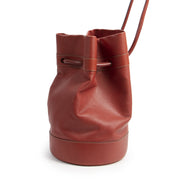 Authentieke Tweedehands Deux De Delvaux Red Leather Bucket Bag juiste prijs veilig online shoppen luxe merken webshop winkelen Antwerpen België mode fashion