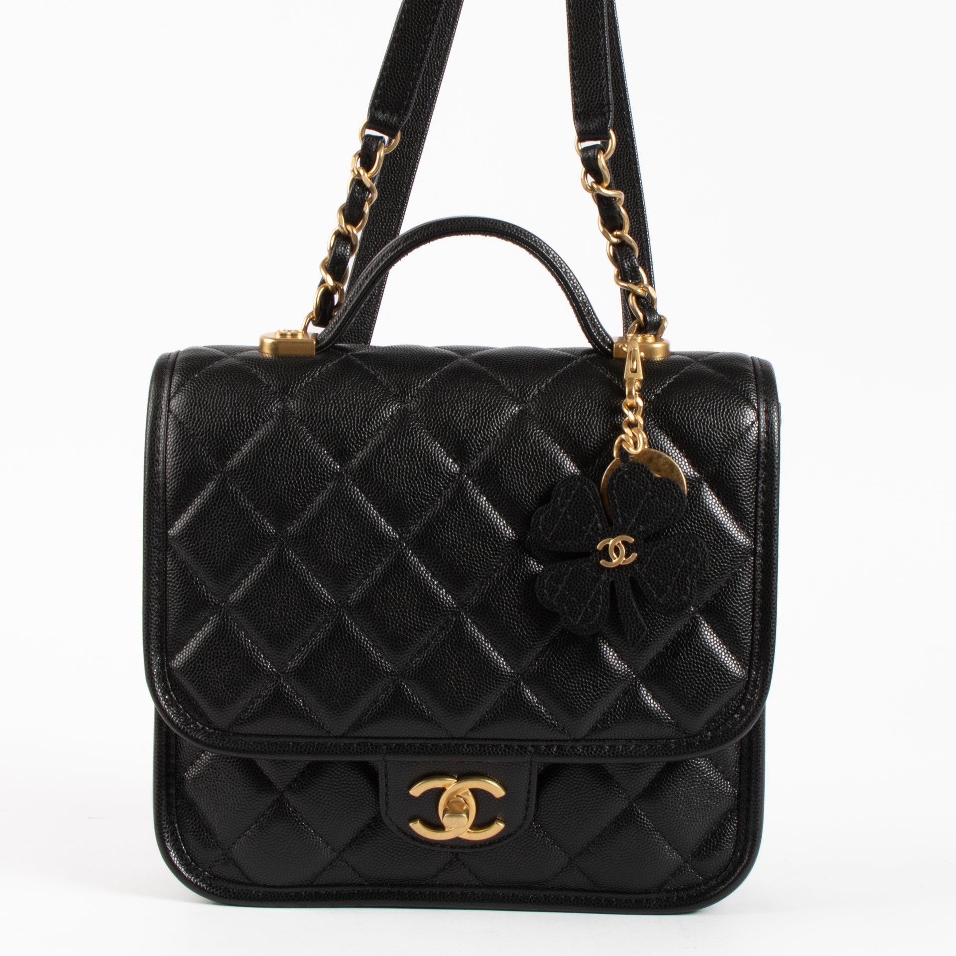 Chanel 25B Black Lucky Clover School Memory Backpack