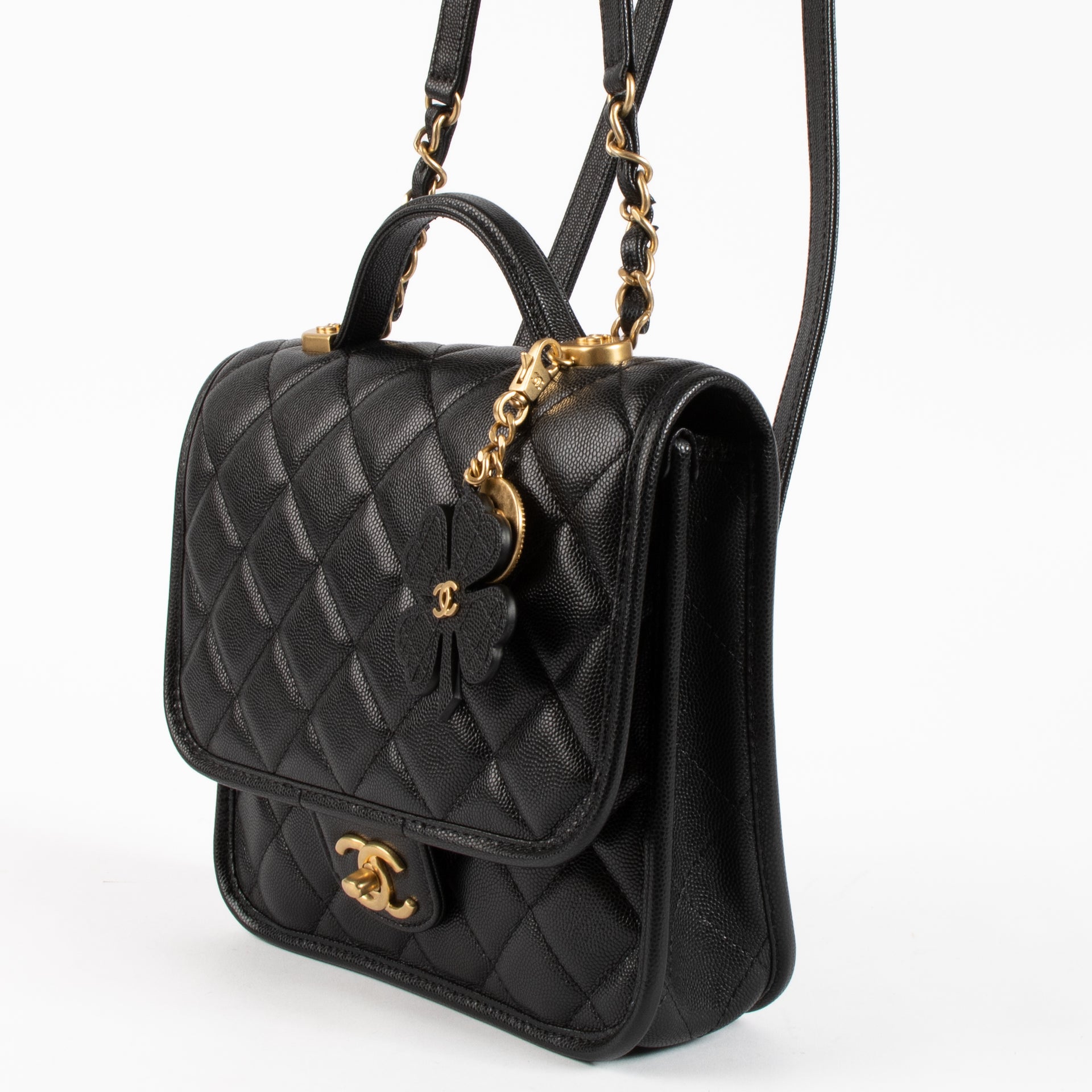 Chanel 25B Black Lucky Clover School Memory Backpack