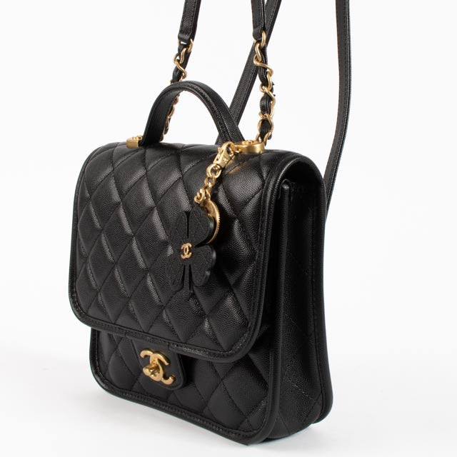 Chanel 25B Black Lucky Clover School Memory Backpack