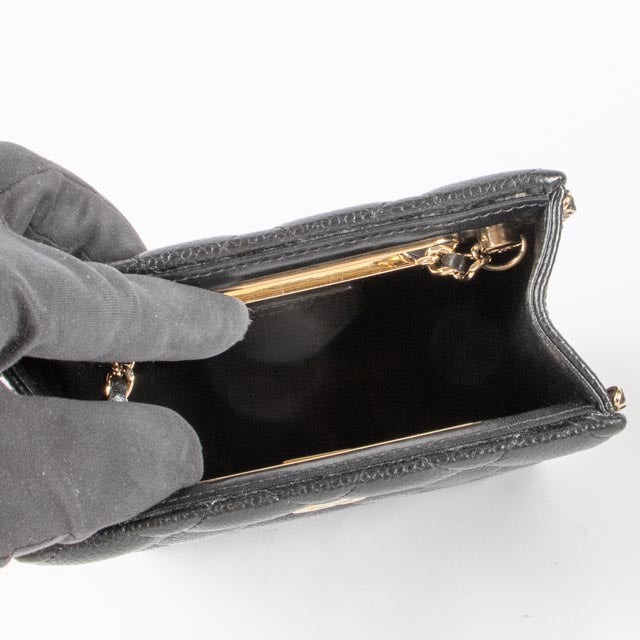 Chanel Black Caviar Cut Out Handle Evening Tote Bag