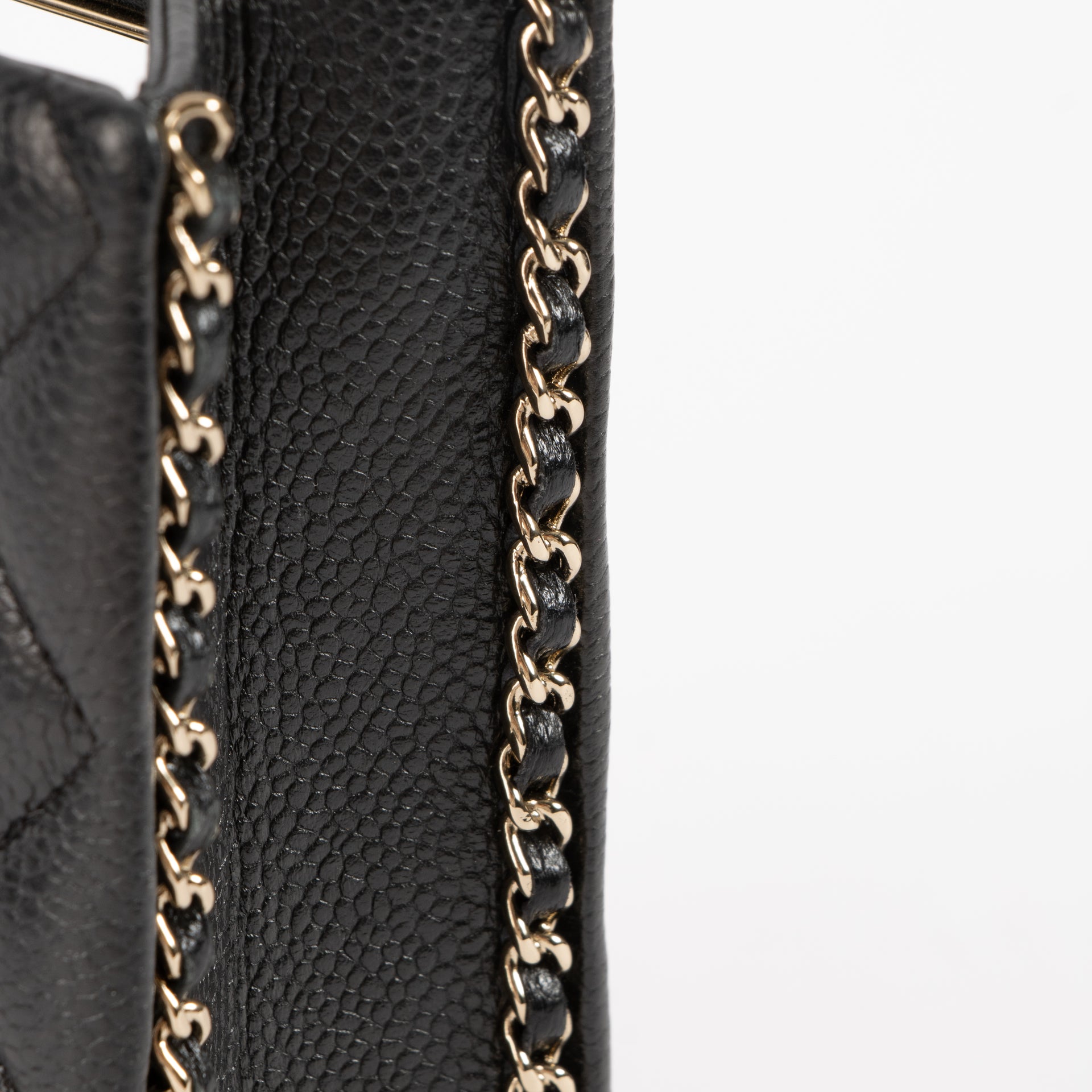 Chanel Black Caviar Cut Out Handle Evening Tote Bag