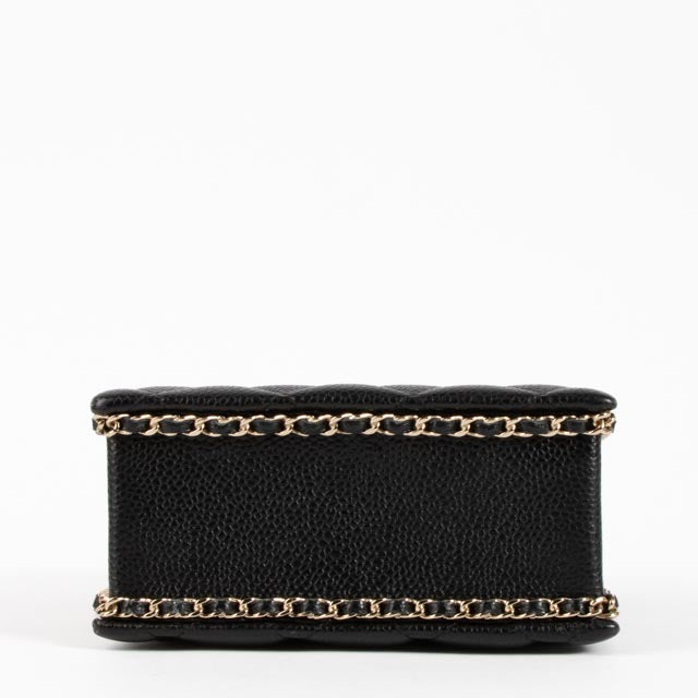 Chanel Black Caviar Cut Out Handle Evening Tote Bag