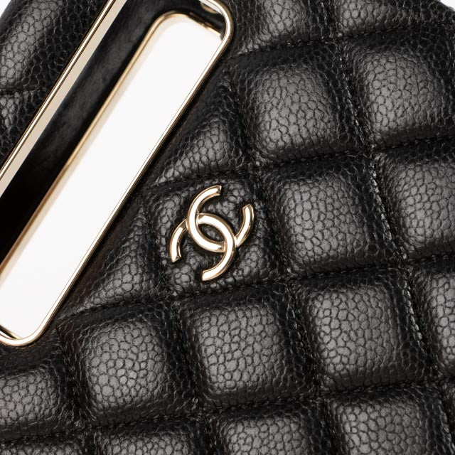 Chanel Black Caviar Cut Out Handle Evening Tote Bag