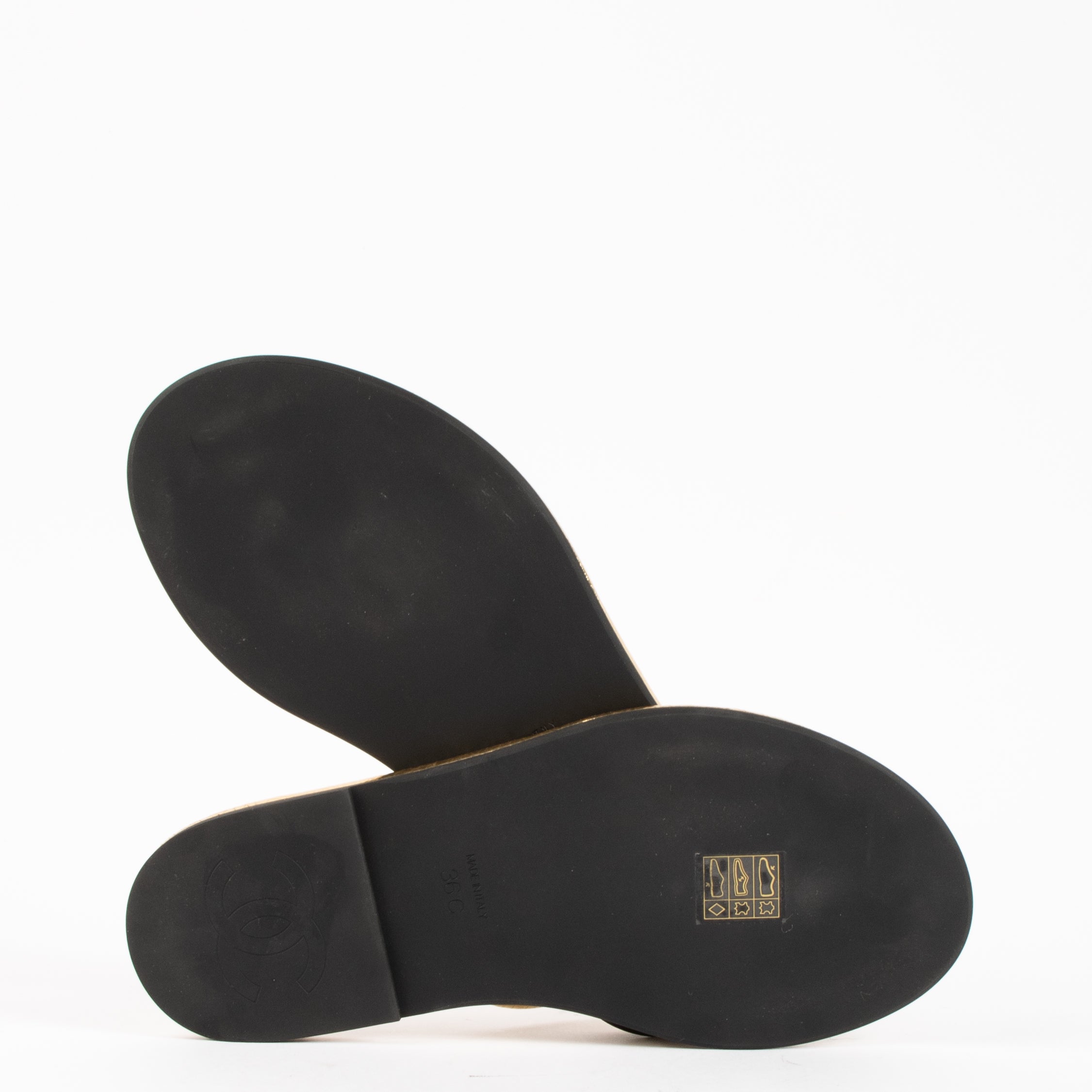 Chanel 26S Gold Leather Thong Sandals - Size 36 – Labellov