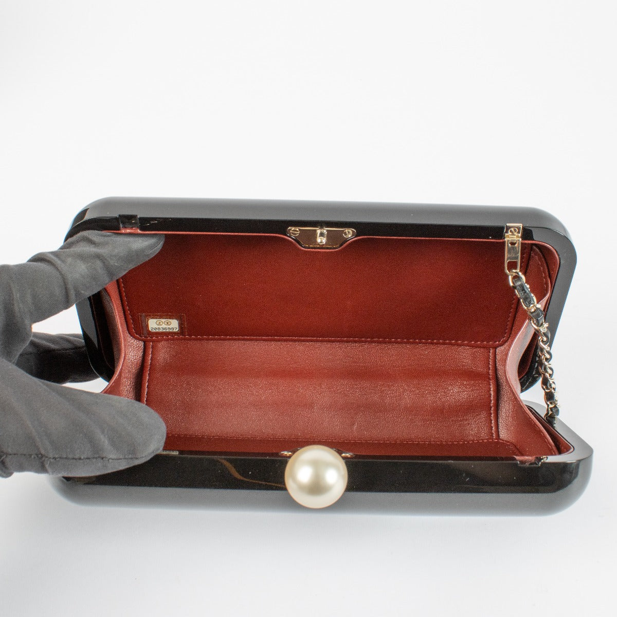 Chanel Zwarte Votez Coco Minaudière met Parel Clutch
