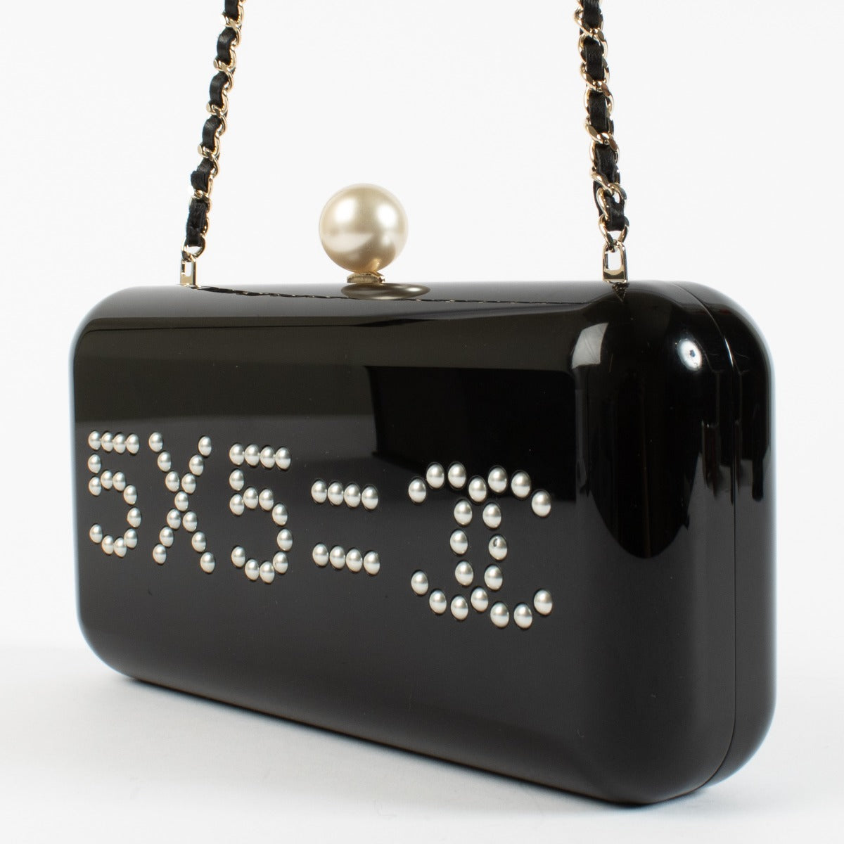 Chanel Zwarte Votez Coco Minaudière met Parel Clutch