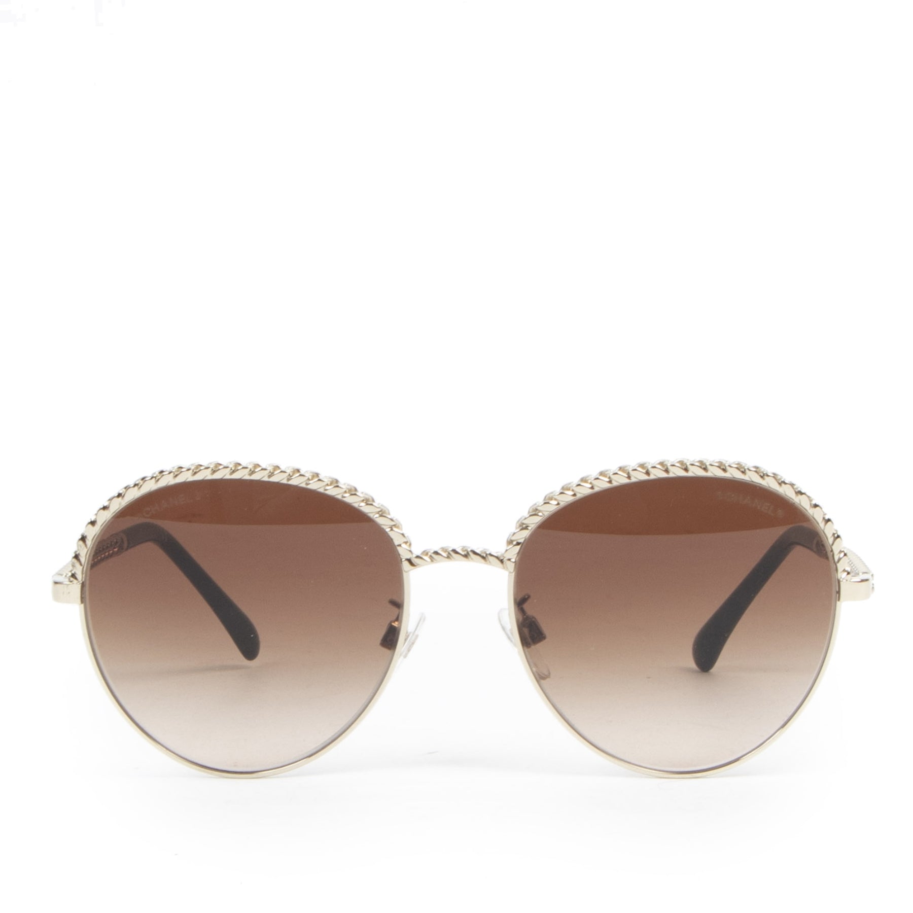 Authentic second-hand vintage Chanel Gold Pantos sunglasses buy online webshop LabelLOV