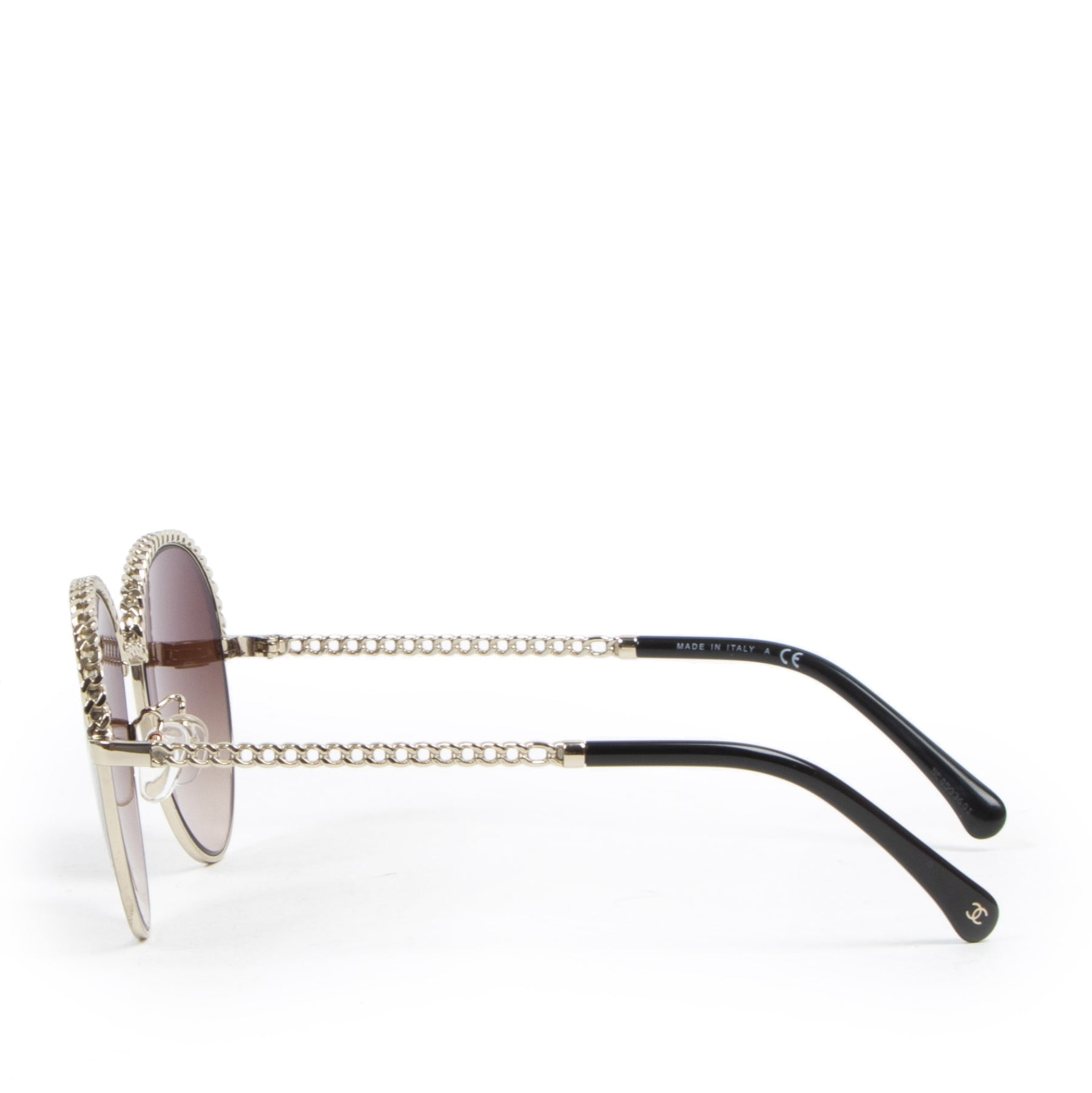 Authentique seconde-main vintage Chanel Gold Pantos sunglasses achète en ligne webshop LabelLOV
