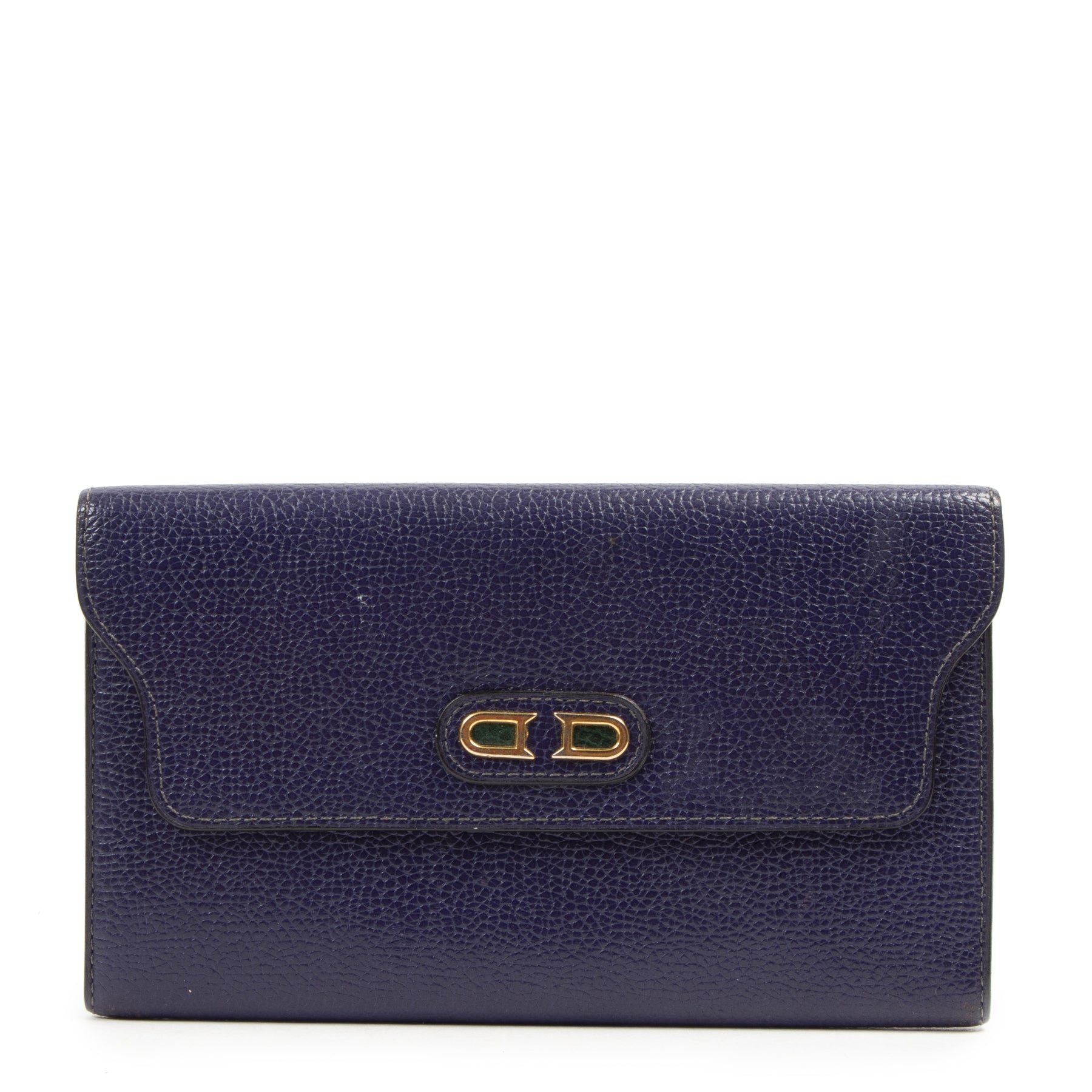 Authentieke tweedehands vintage Delvaux Blue Purple Leather Wallet koop online webshop LabelLOV