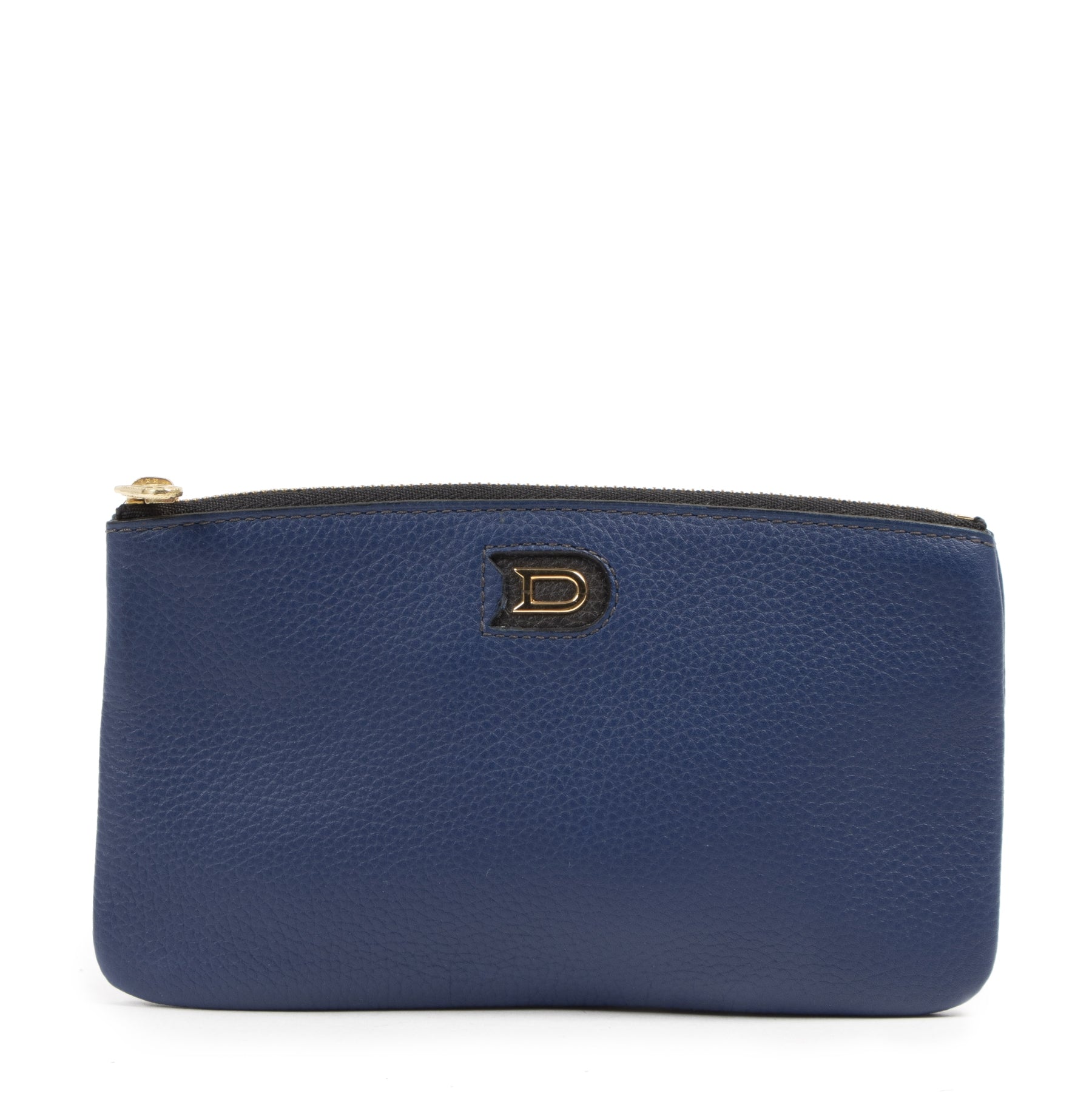 Authentic second-hand vintage Delvaux Blue Leather Pouch buy online webshop LabelLOV