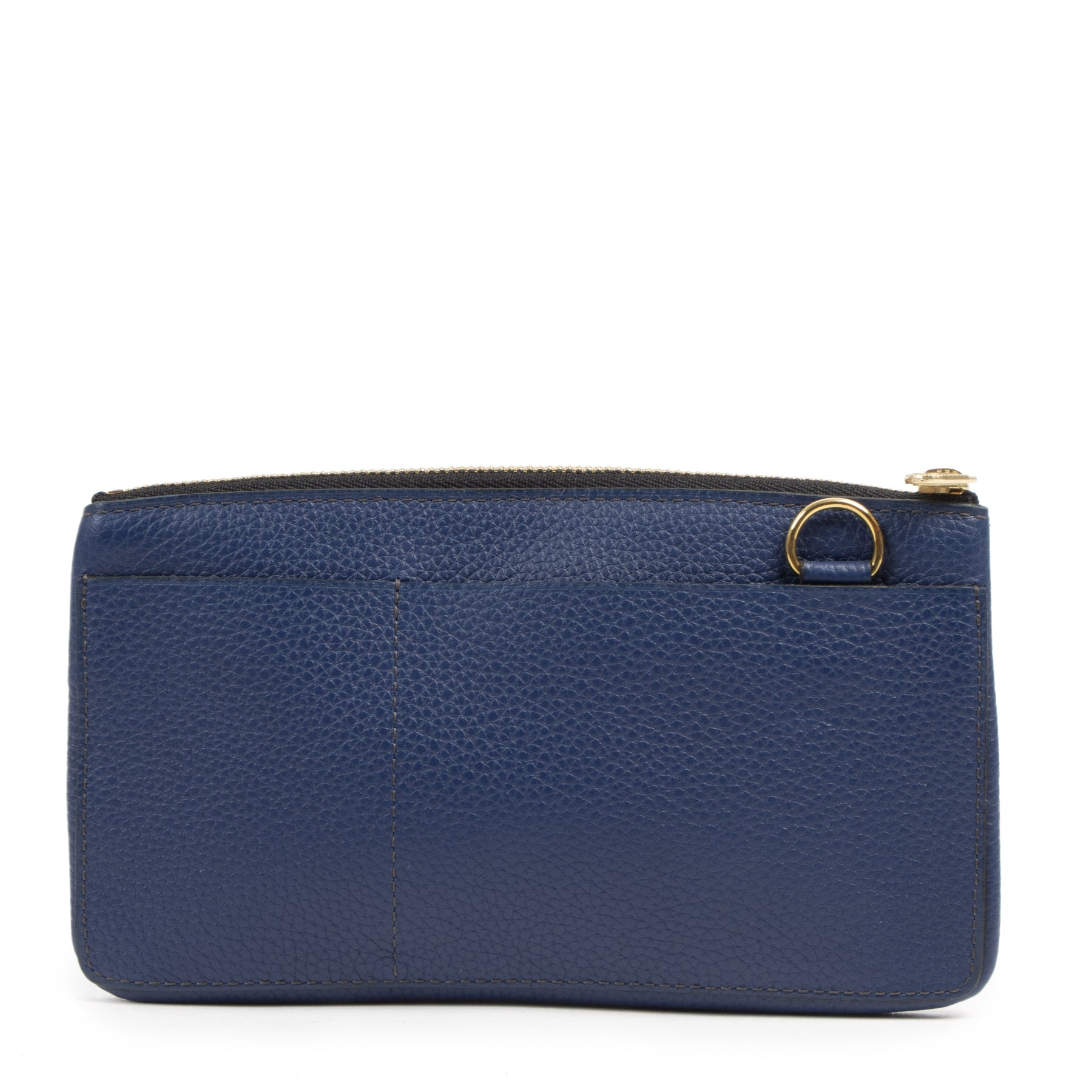 Authentieke tweedehands vintage Delvaux Blue Leather Pouch koop online webshop LabelLOV