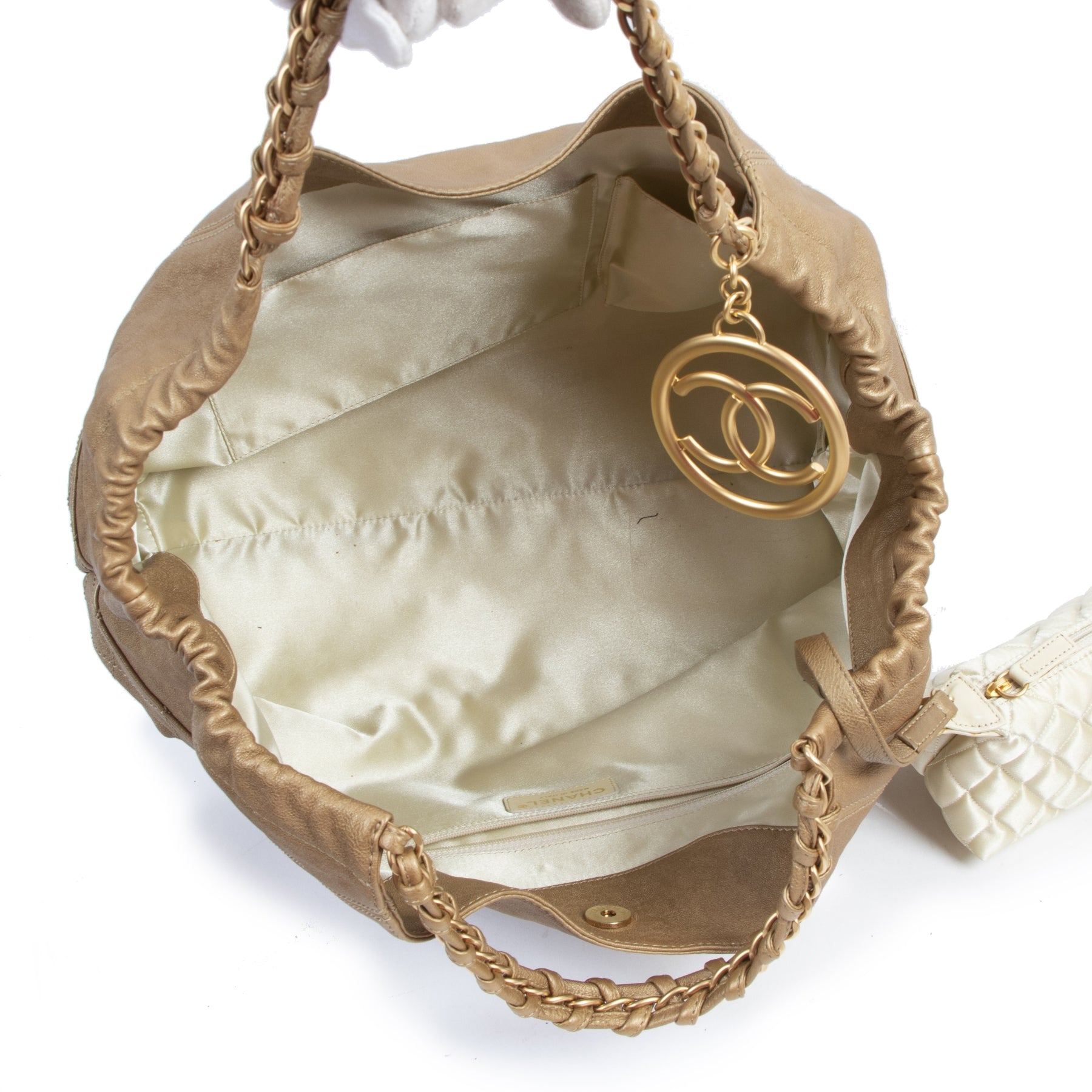 Authentique seconde-main vintage Chanel Coco Cabas Gold Leather Bag achète en ligne webshop LabelLOV