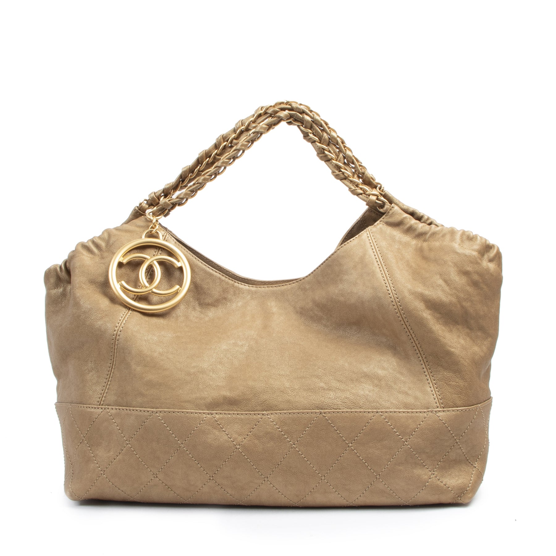 Authentic second-hand vintage Chanel Coco Cabas Gold Leather Bag buy online webshop LabelLOV