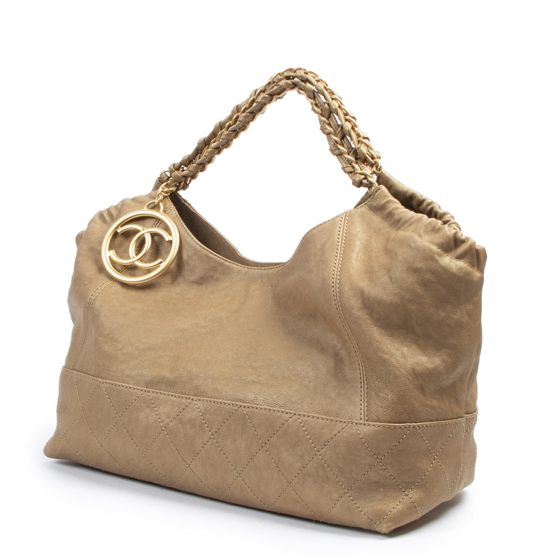 Authentic second-hand vintage Chanel Coco Cabas Gold Leather Bag buy online webshop LabelLOV