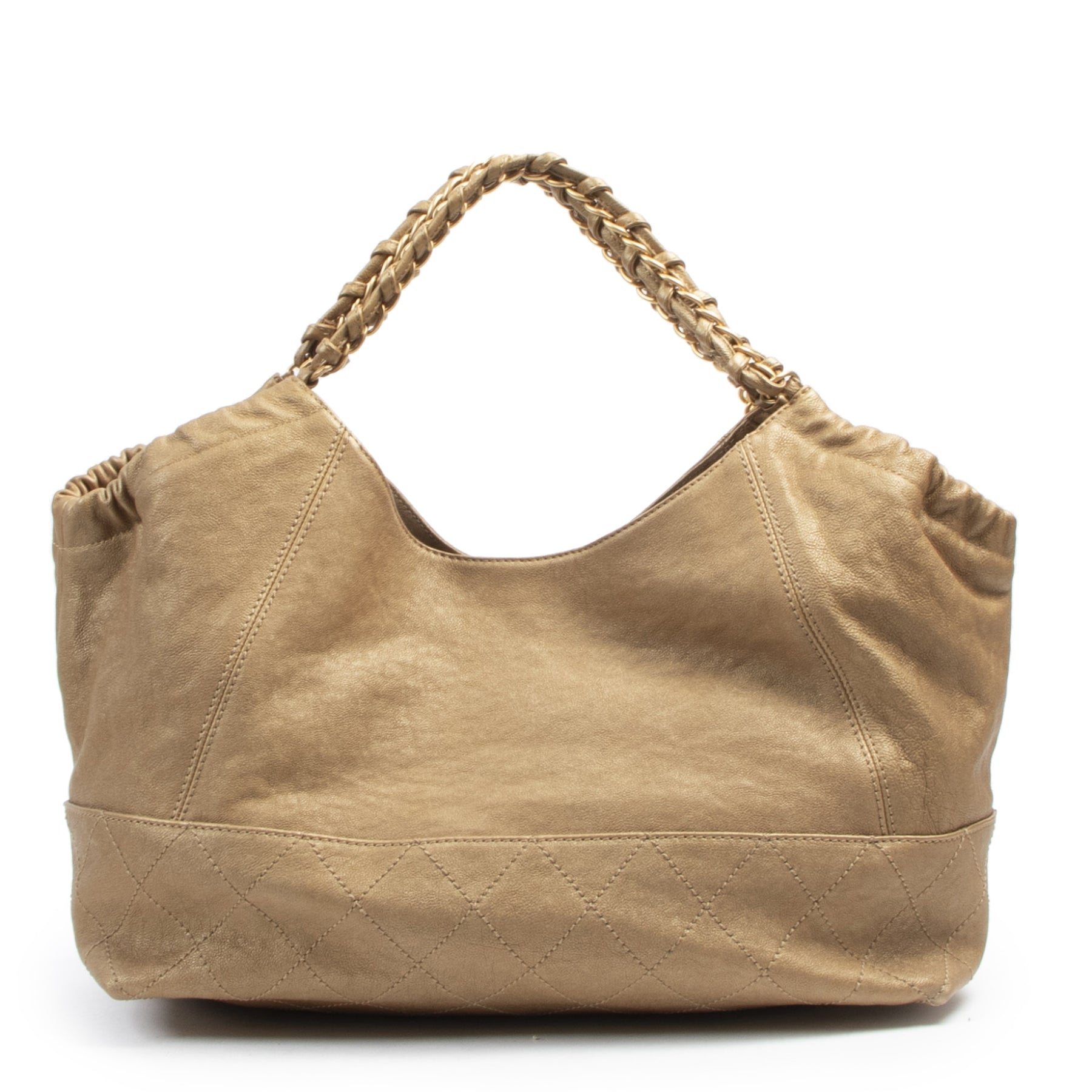 Authentique seconde-main vintage Chanel Coco Cabas Gold Leather Bag achète en ligne webshop LabelLOV