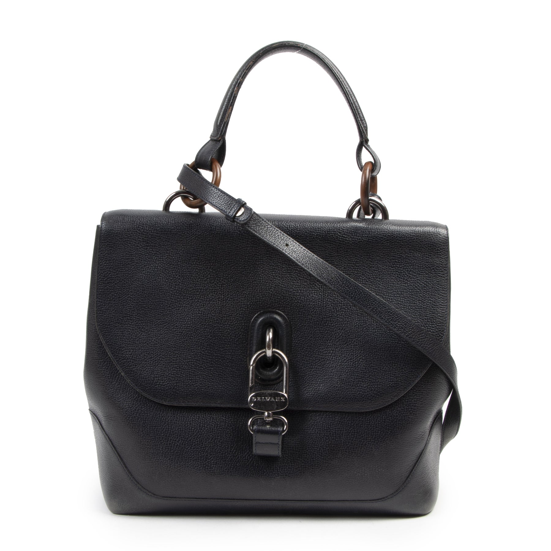 Delvaux Black Leather Top Handle Bag for the best price at Labellov