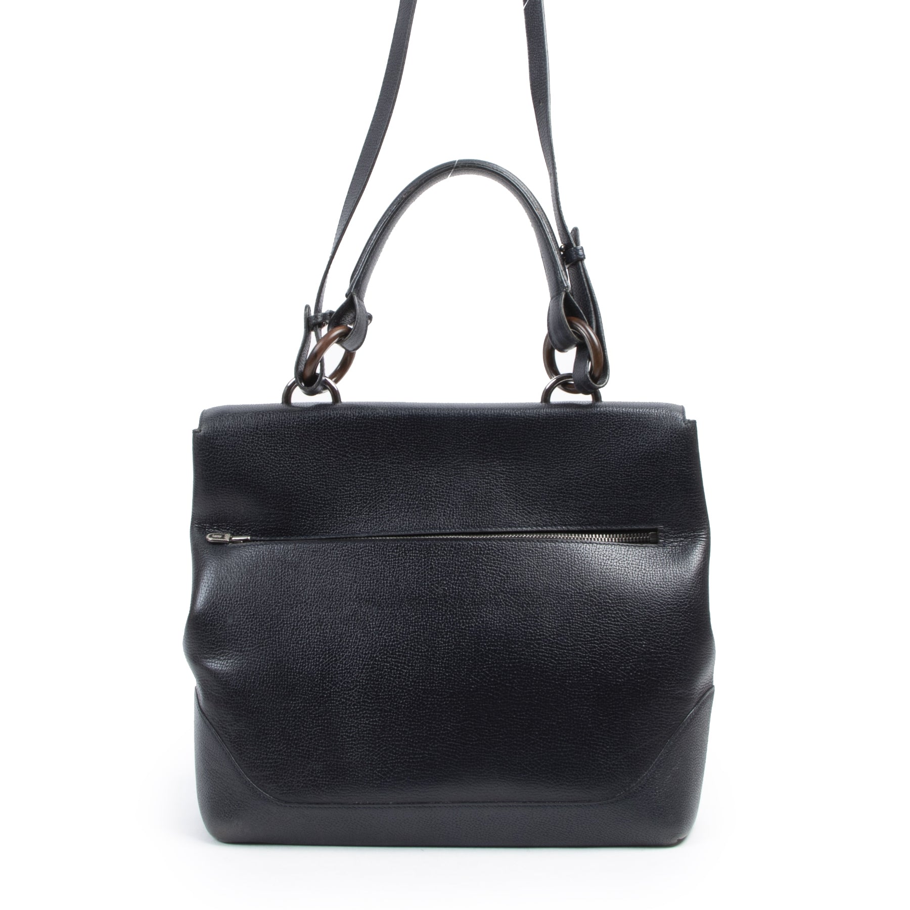 Delvaux Black Leather Top Handle Bag pour le meilleur prix chez Labellov à Anvers